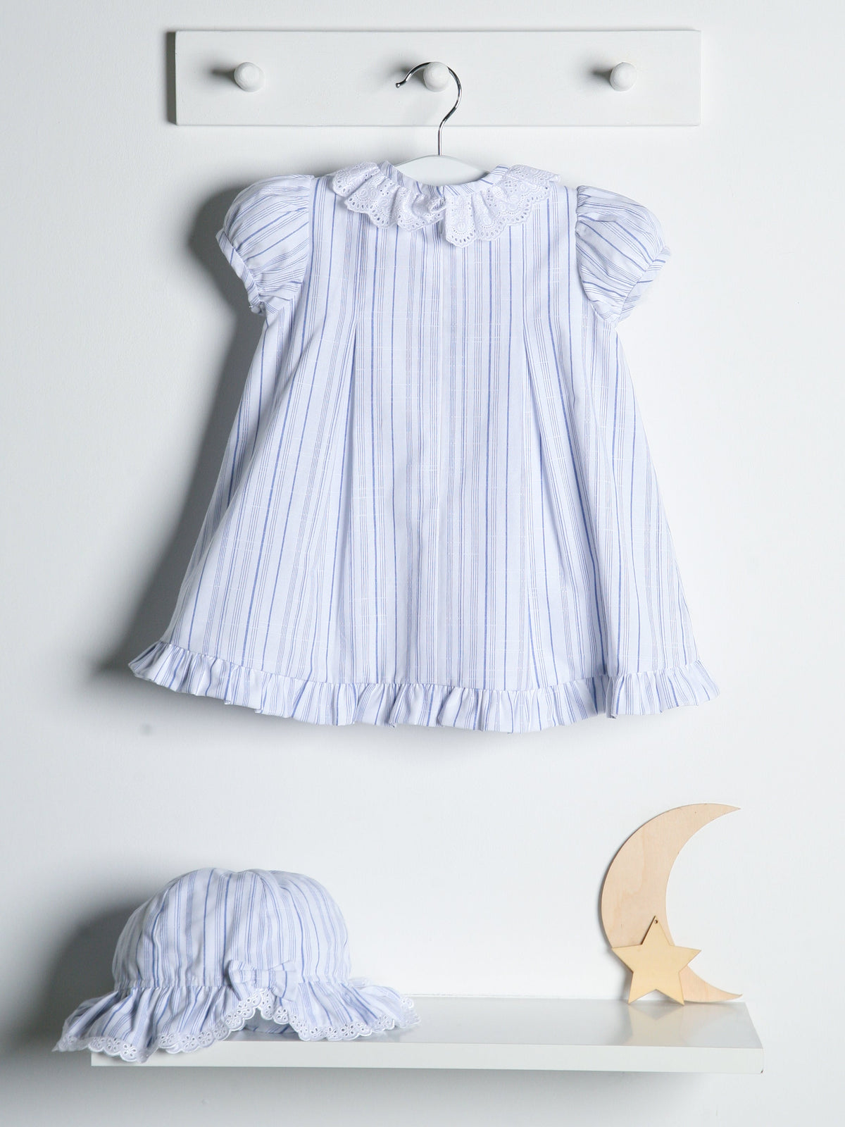 Exclusive to R&A by Sarah Louise Blue Stripe Dress with Sunhat - Rose & Albert