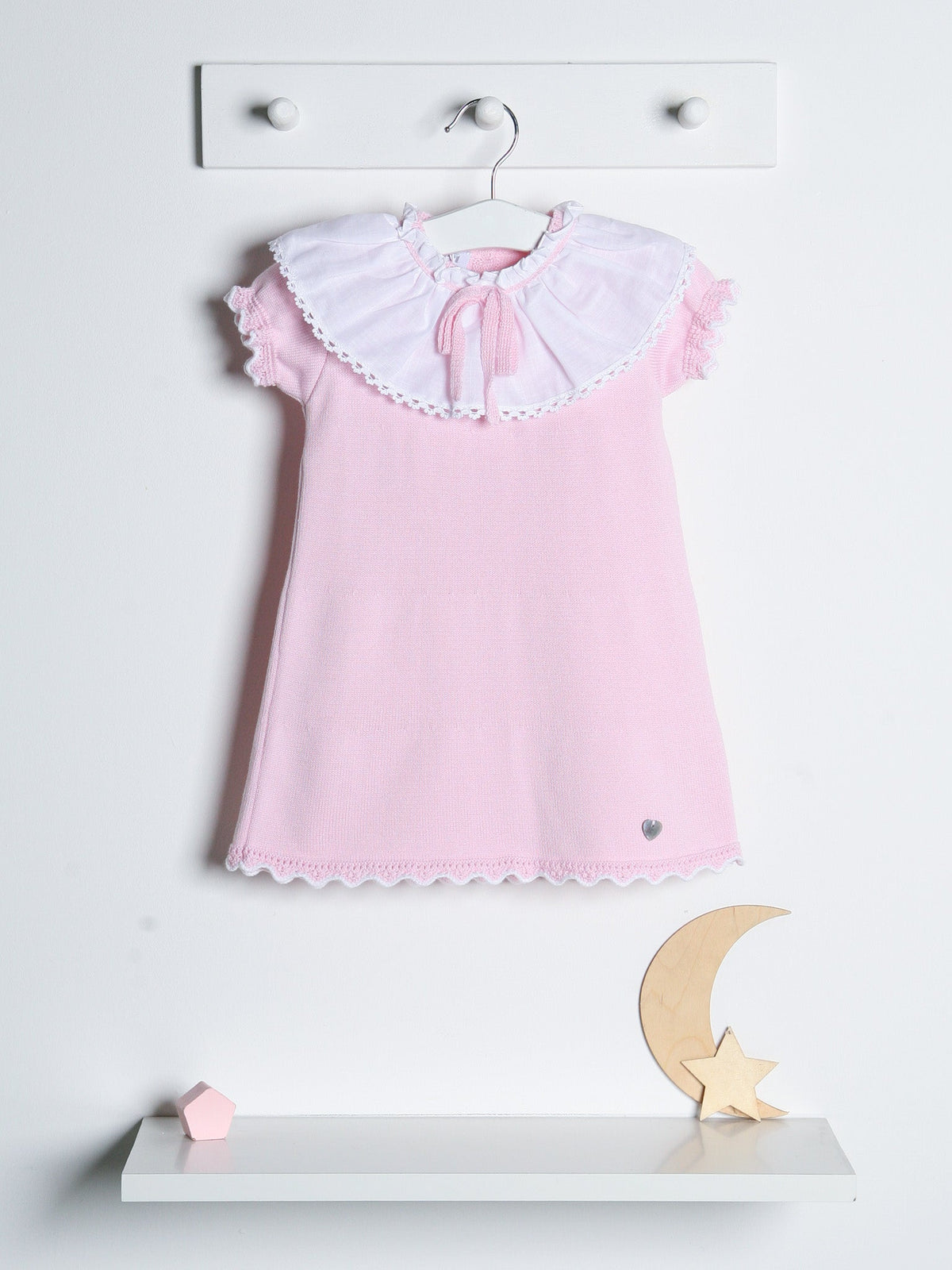 'Millie' pink knitted statement collar dress - Rose & Albert