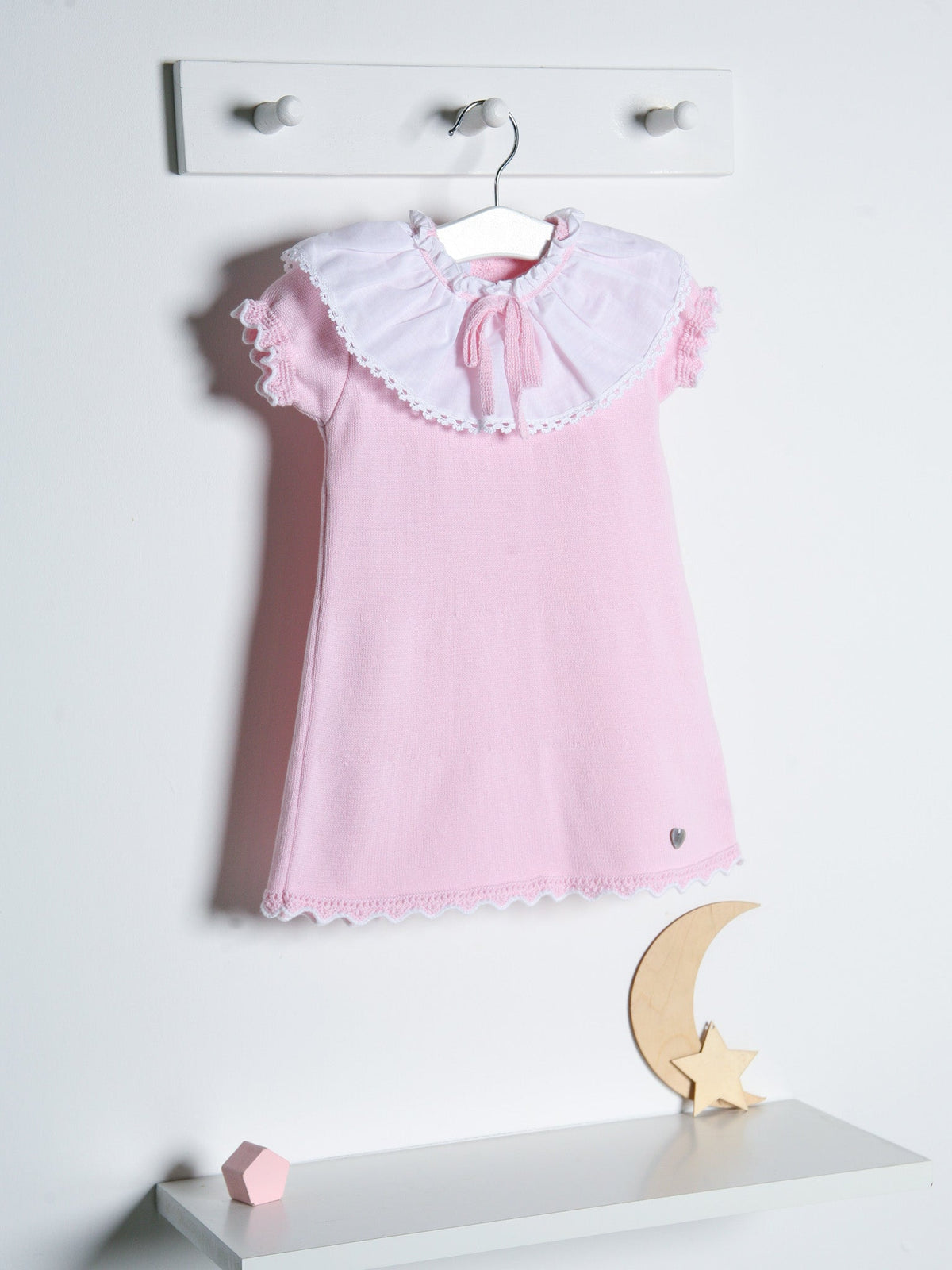 'Millie' pink knitted statement collar dress - Rose & Albert