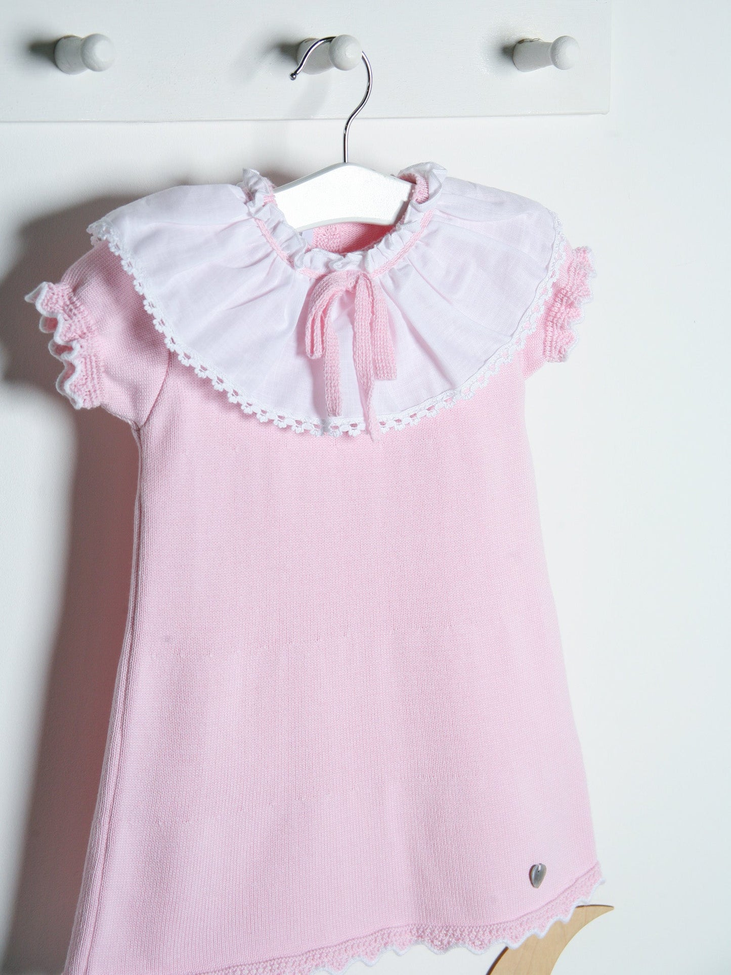 'Millie' pink knitted statement collar dress - Rose & Albert
