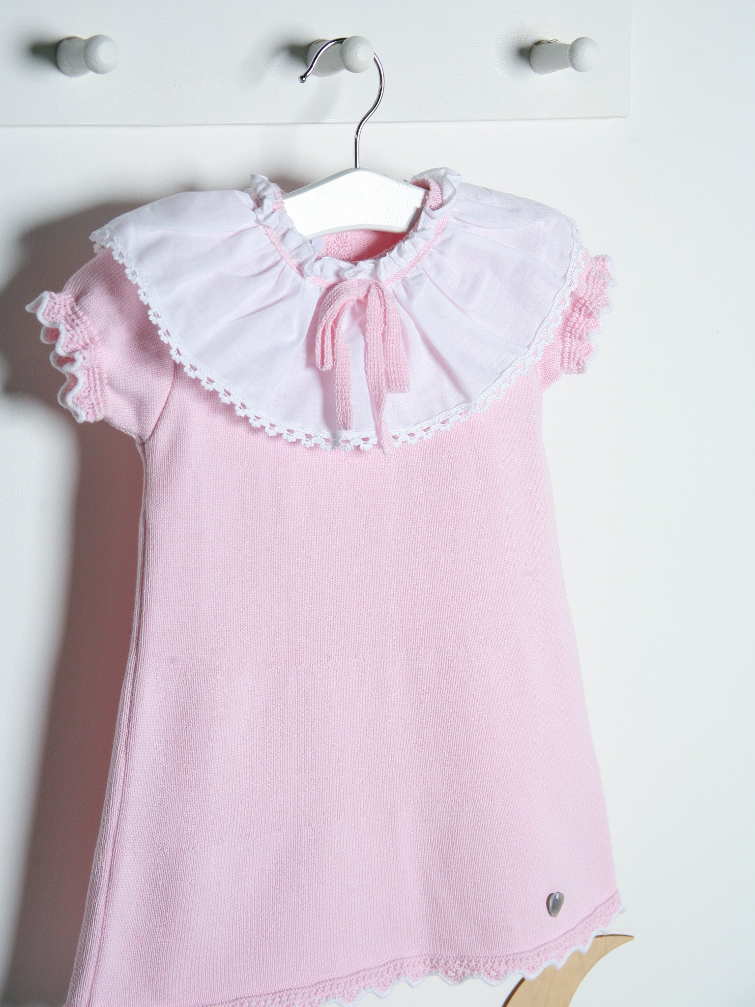 'Millie' pink knitted statement collar dress - Rose & Albert