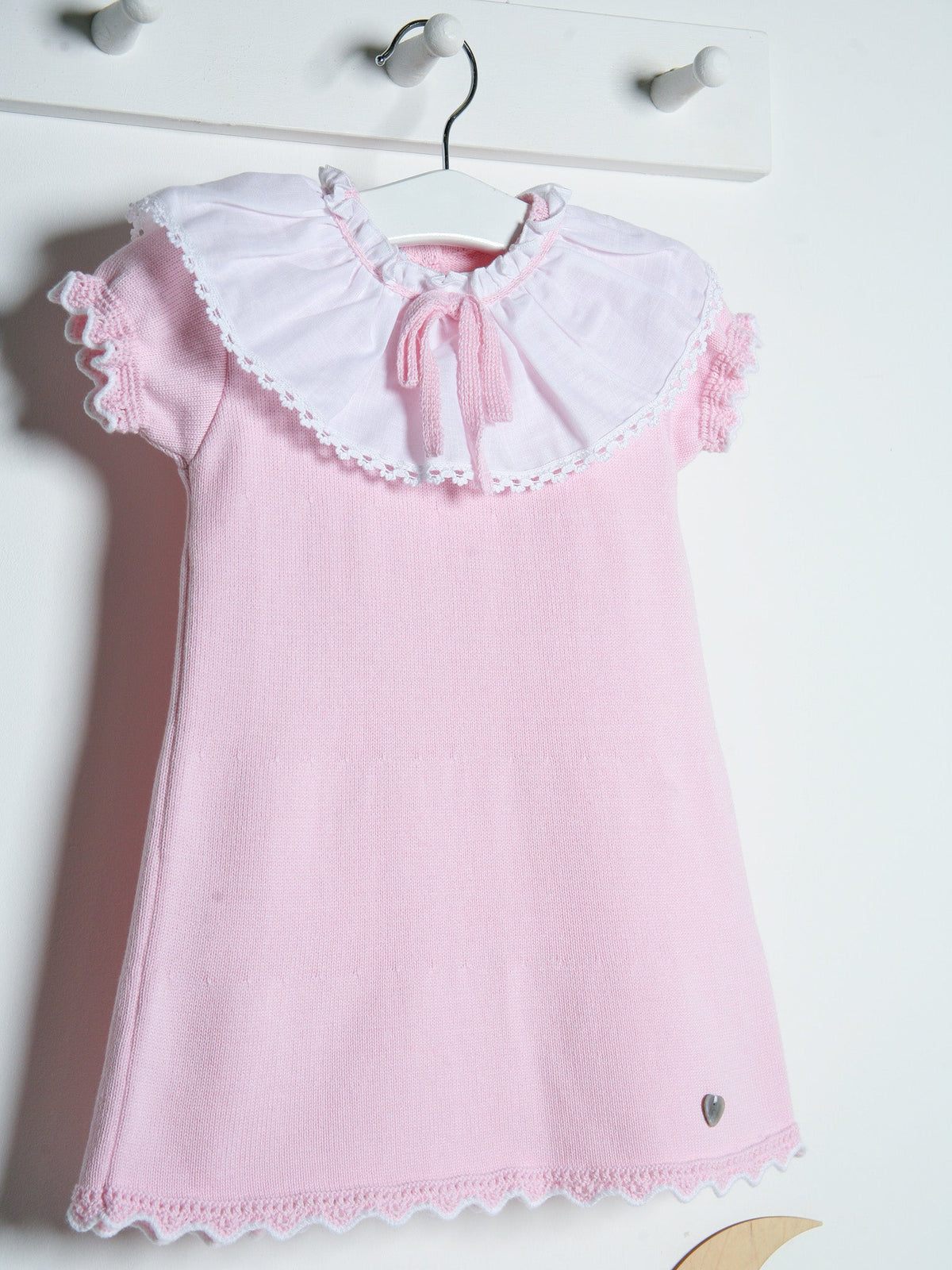 'Millie' pink knitted statement collar dress - Rose & Albert