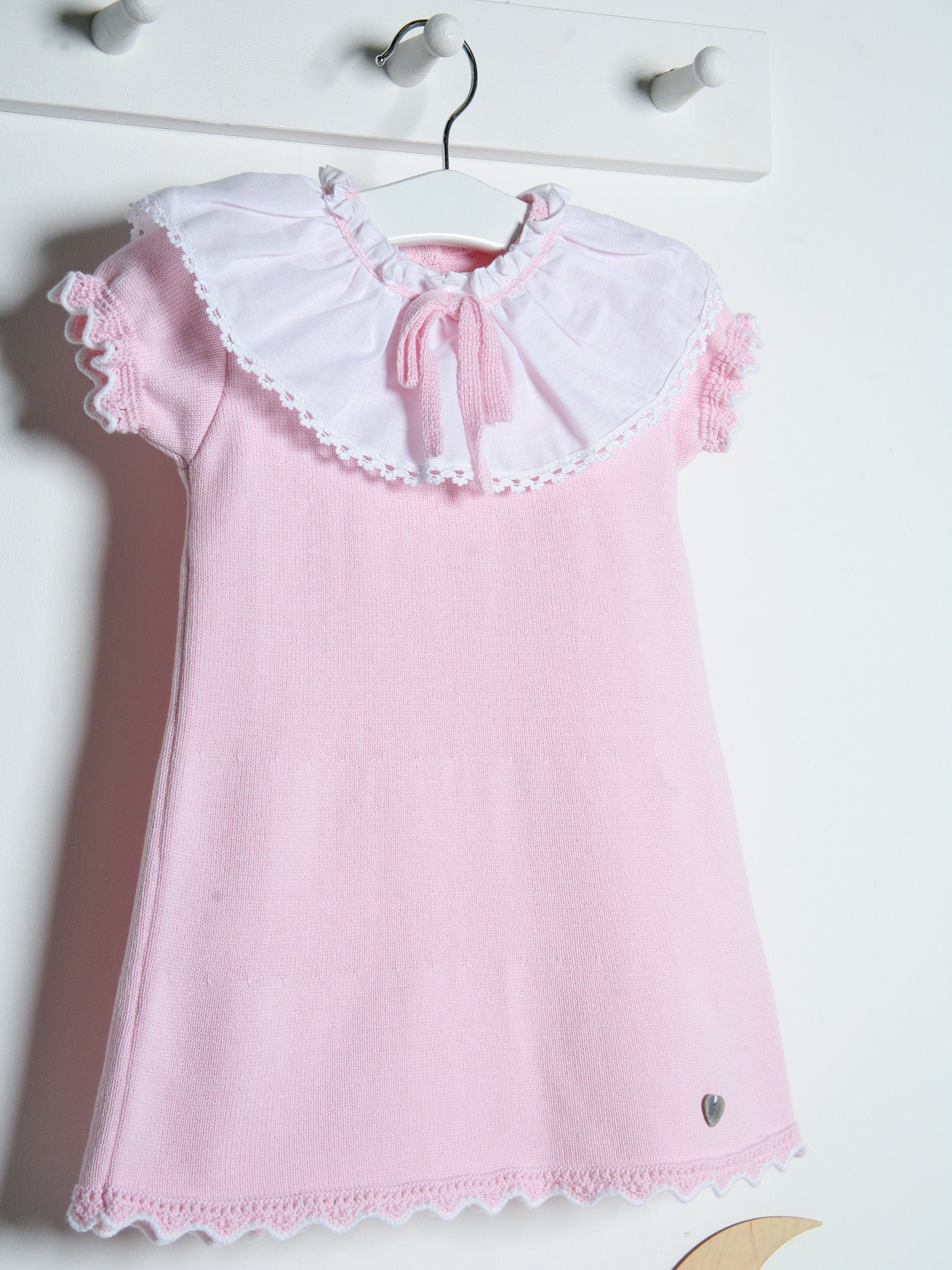 'Millie' pink knitted statement collar dress - Rose & Albert