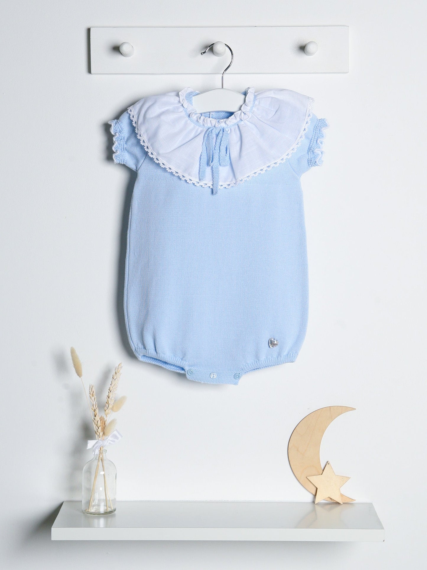 'Lily' blue statement collar knitted romper - Rose & Albert