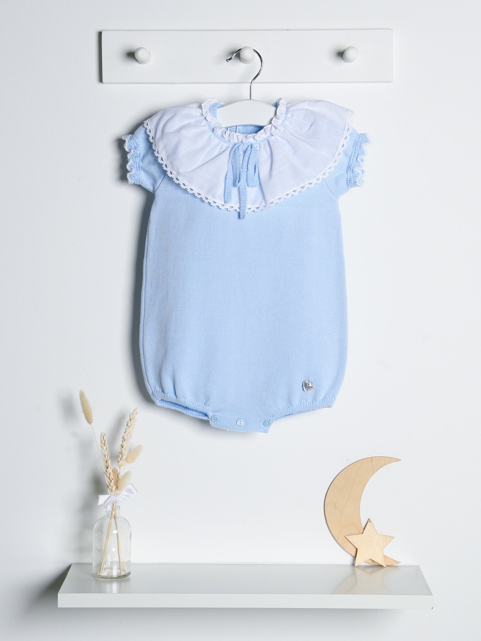 'Lily' blue statement collar knitted romper - Rose & Albert