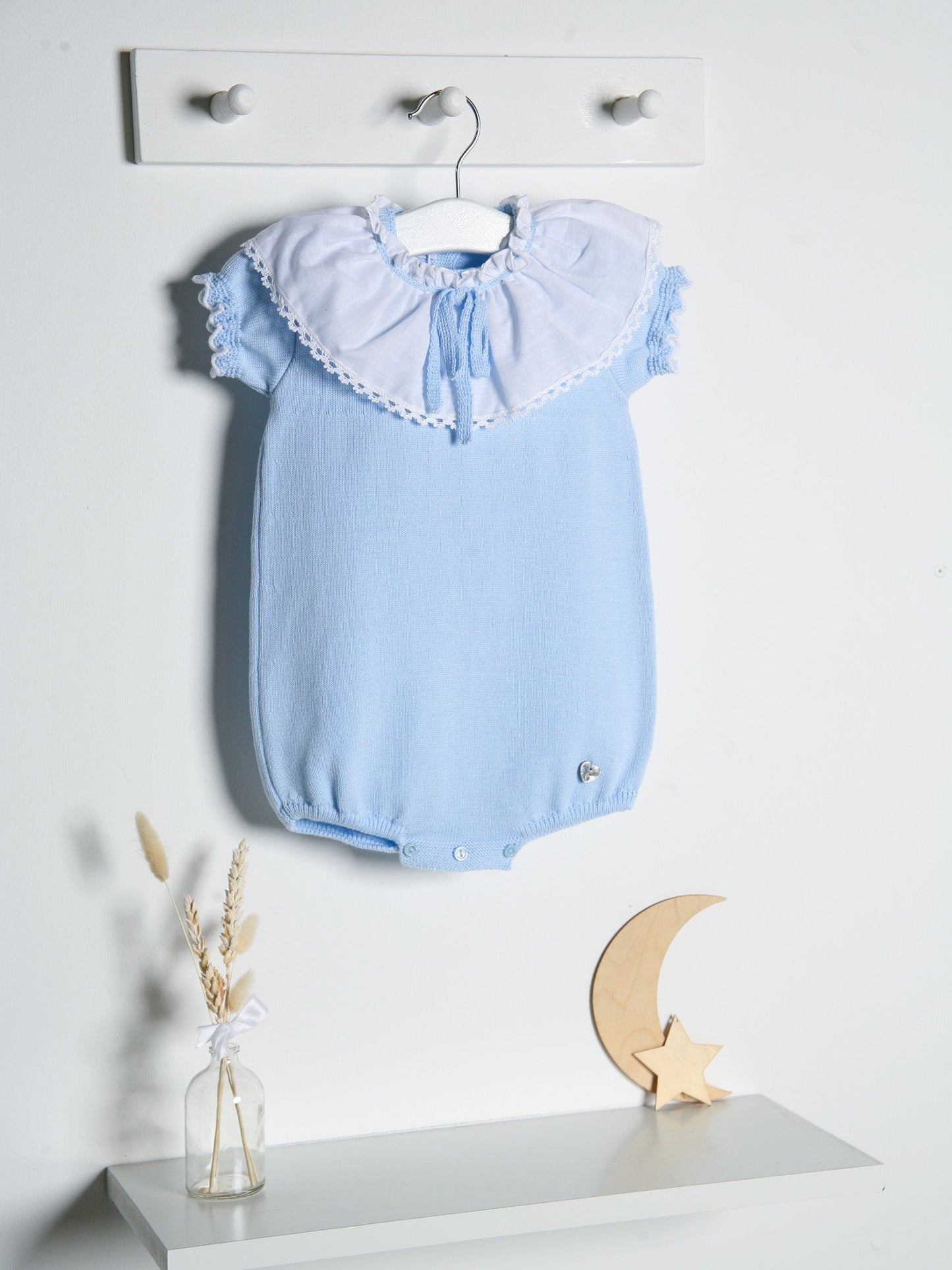 'Lily' blue statement collar knitted romper - Rose & Albert