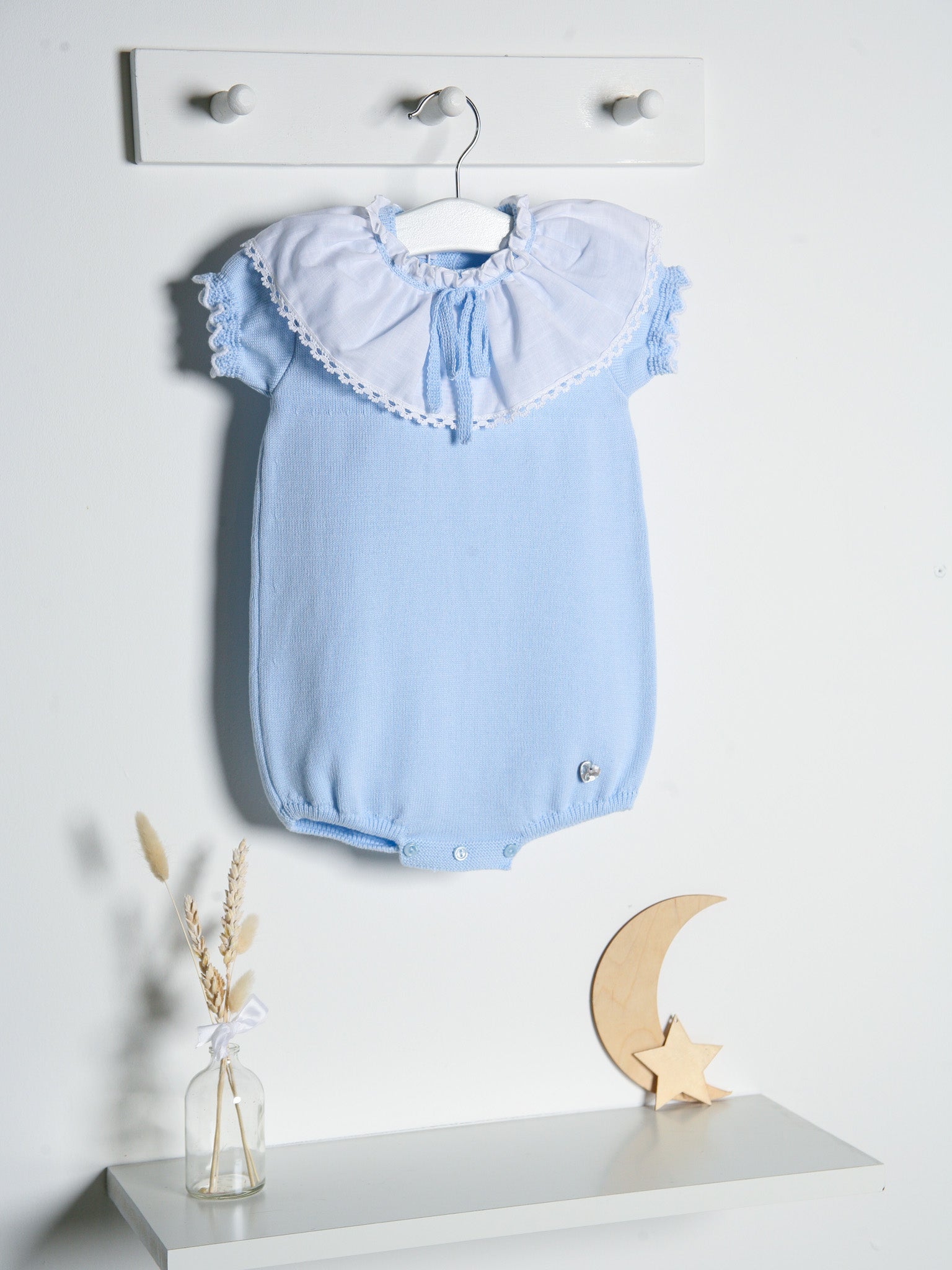 'Lily' blue statement collar knitted romper - Rose & Albert