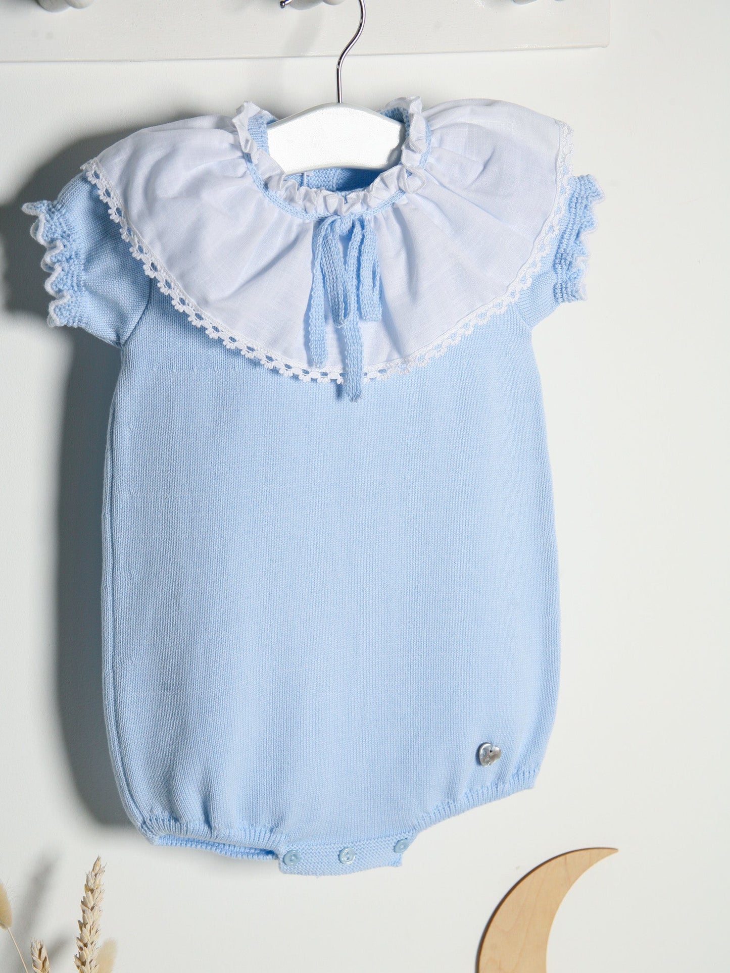 'Lily' blue statement collar knitted romper - Rose & Albert