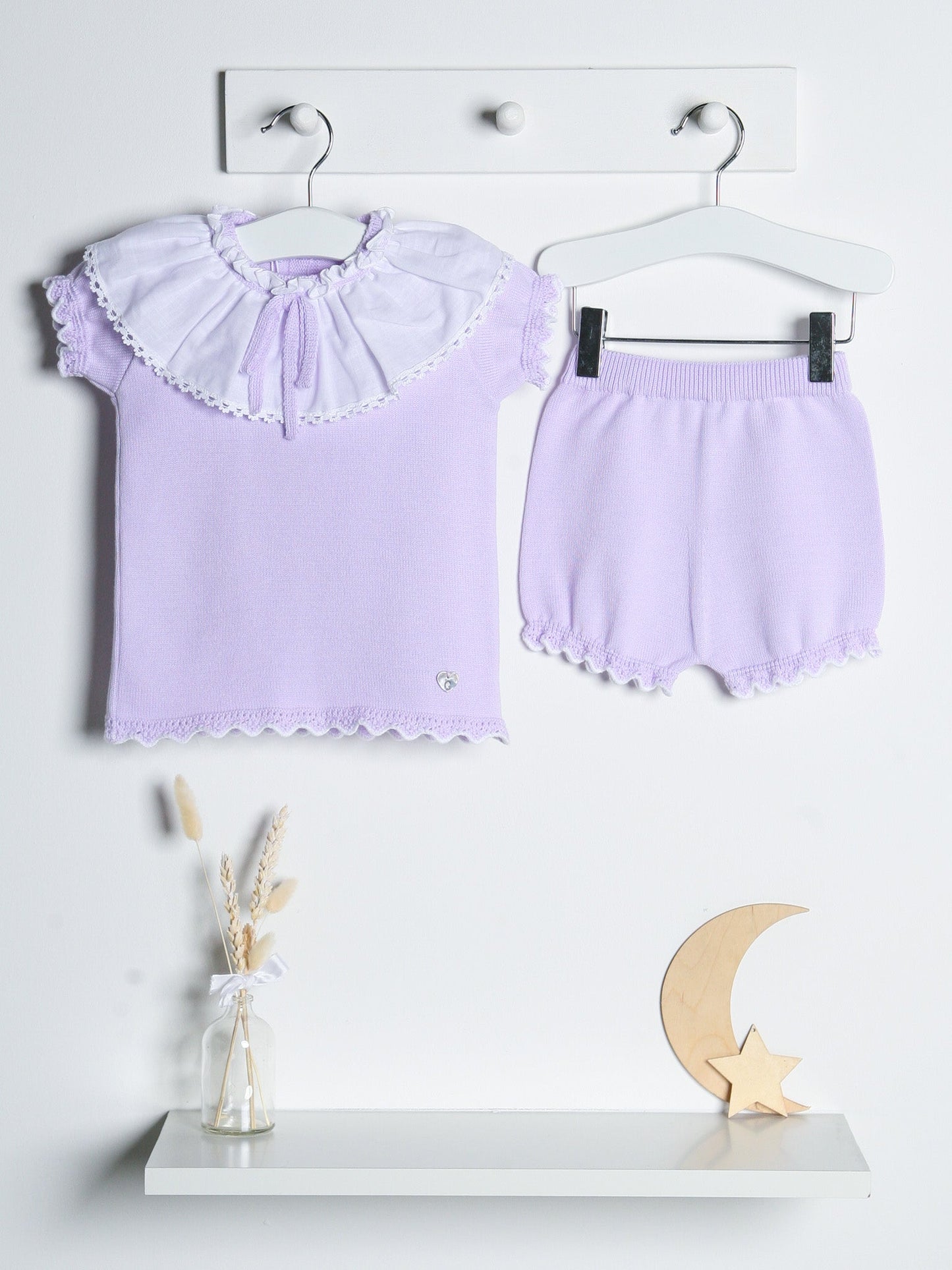 'Phoebe' lilac knitted statement collar short set - Rose & Albert