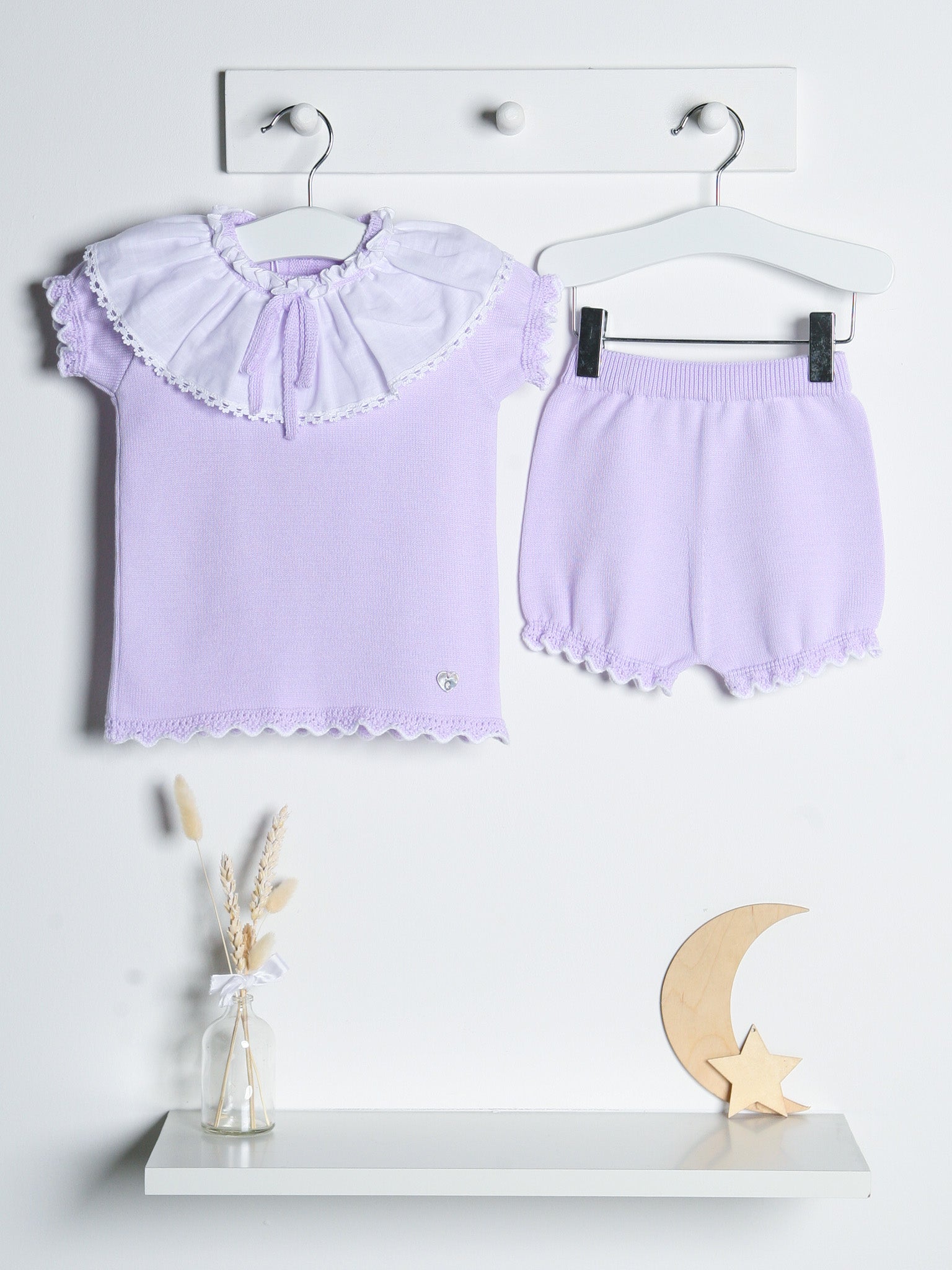 'Phoebe' lilac knitted statement collar short set - Rose & Albert