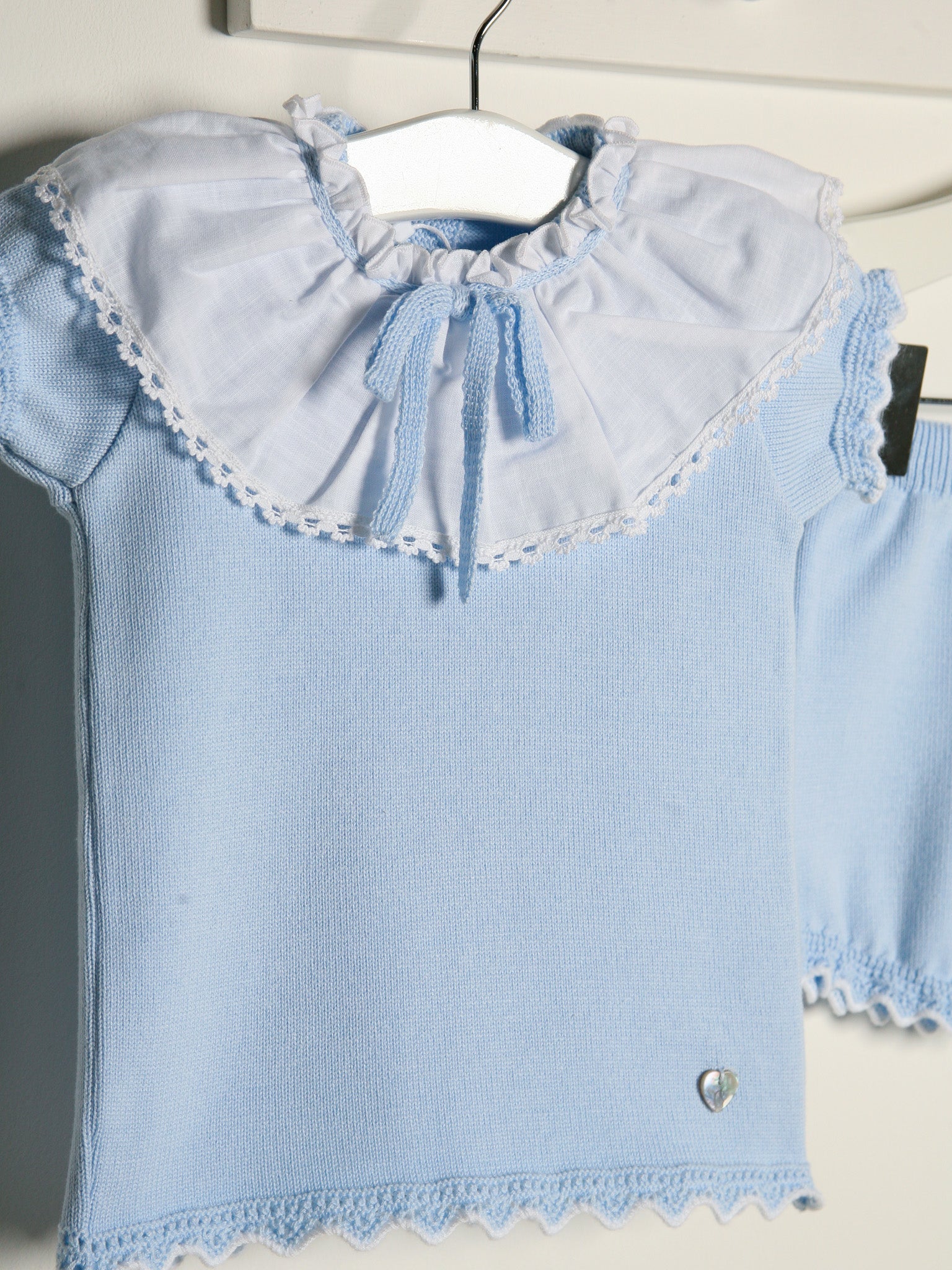 'Amelia' blue knitted statement collar short set - Rose & Albert