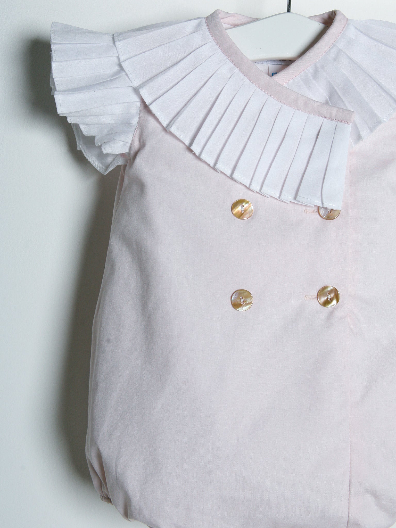 'Sophia' soft pink pleated collar romper - Rose & Albert