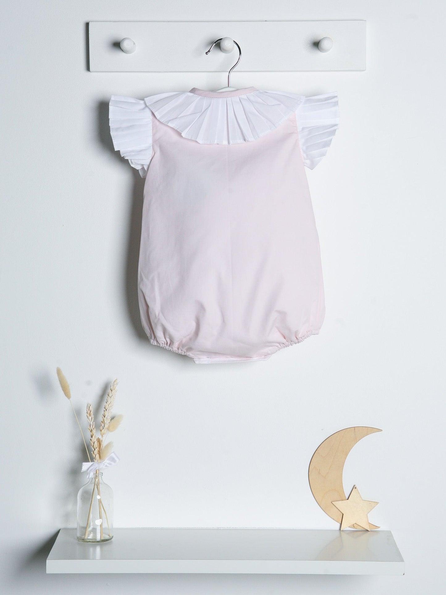 'Sophia' soft pink pleated collar romper - Rose & Albert
