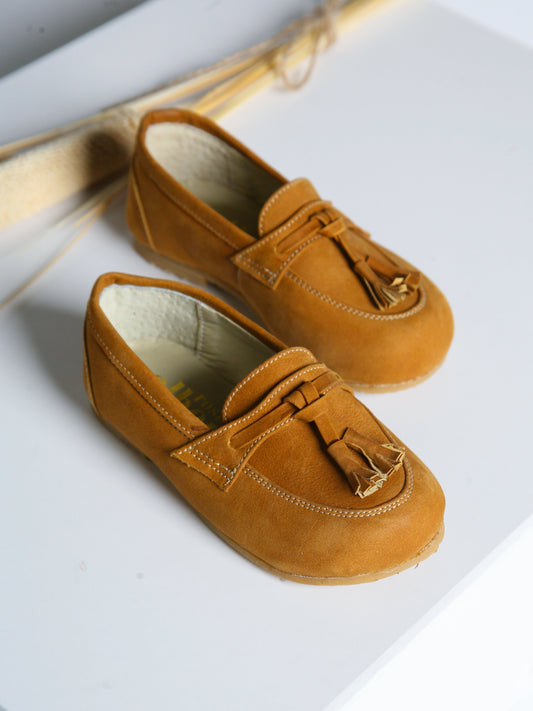 Ananas Petit x Rose & Albert Tan 'Teco' Suede Boat Shoes - Rose & Albert