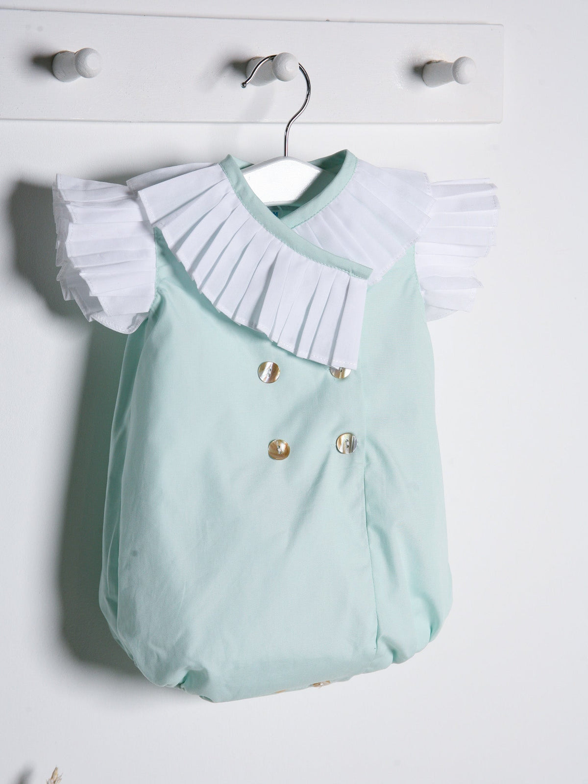 'Sophia' mint green pleated collar romper - Rose & Albert