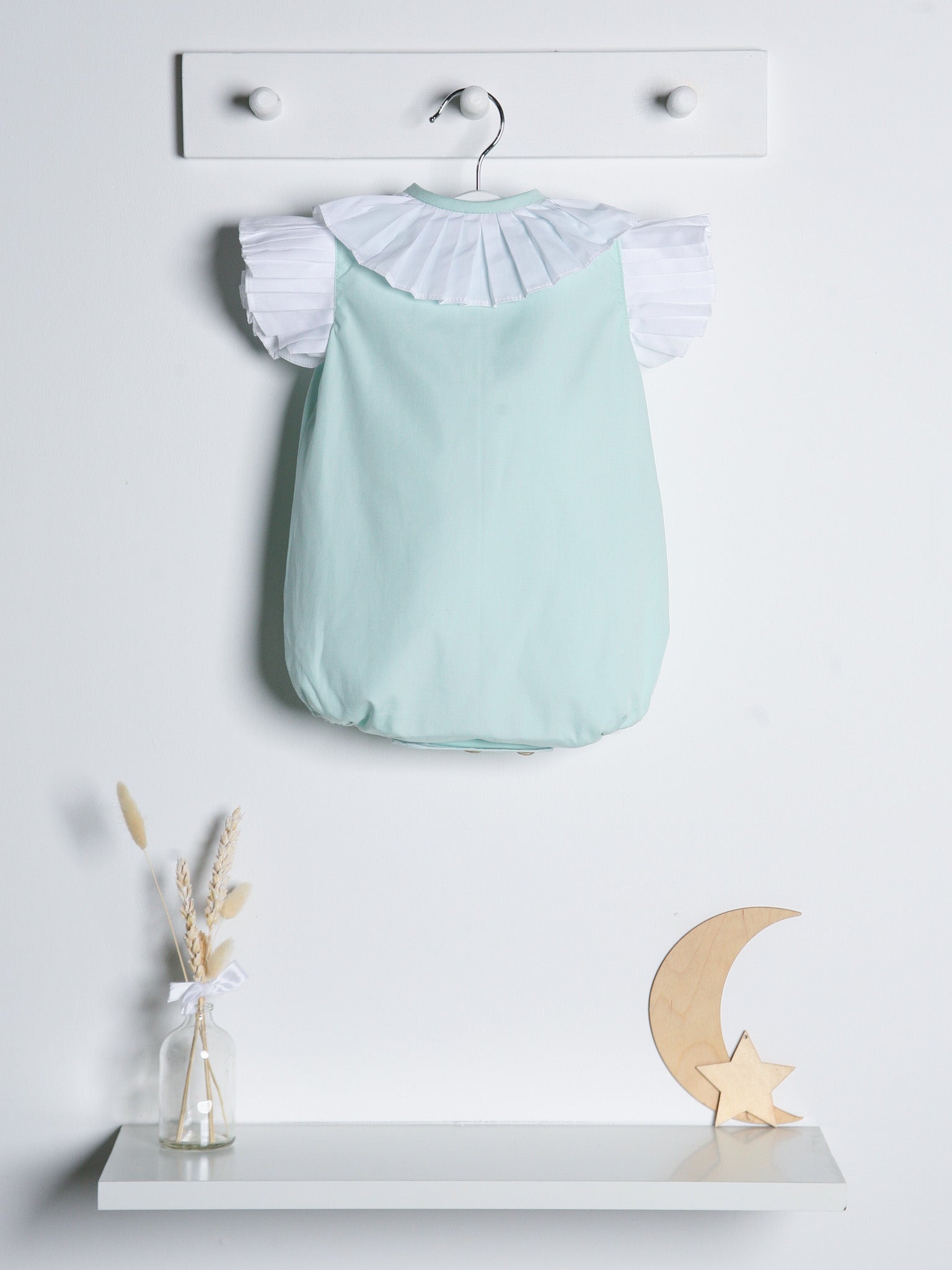 'Sophia' mint green pleated collar romper - Rose & Albert