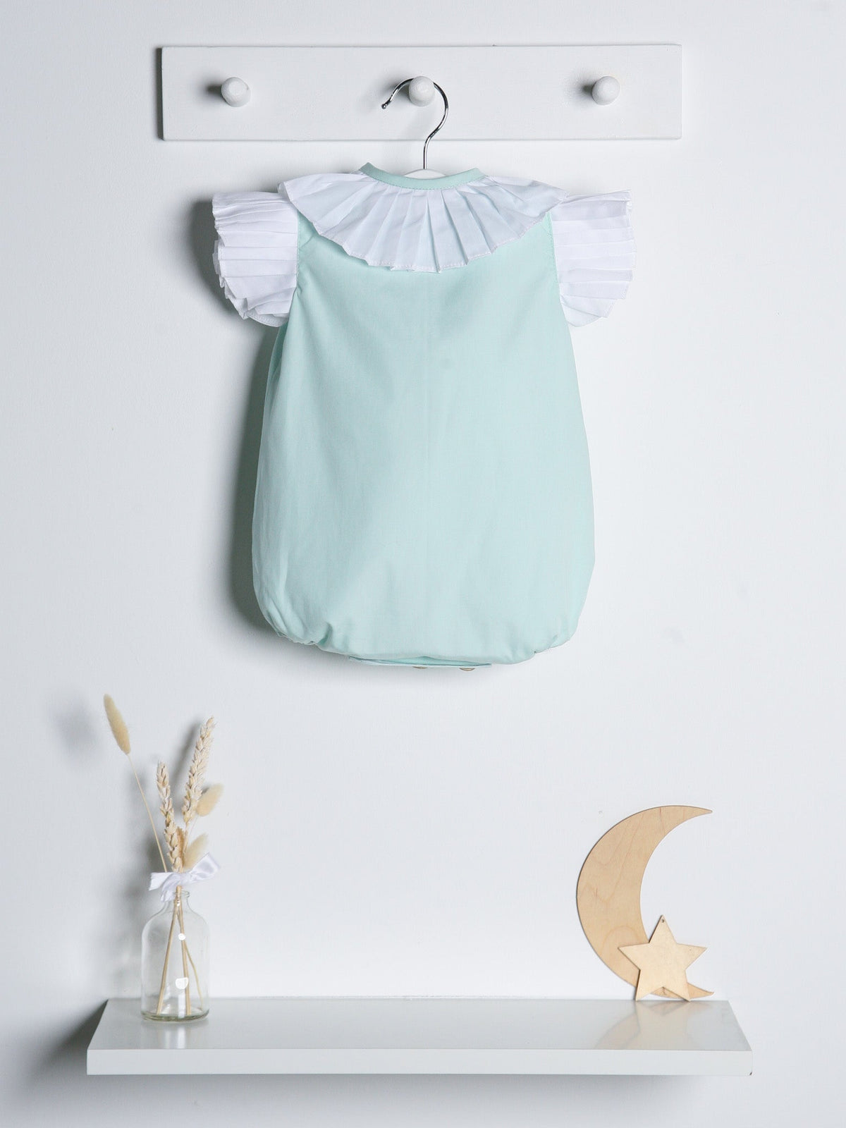 'Sophia' mint green pleated collar romper - Rose & Albert