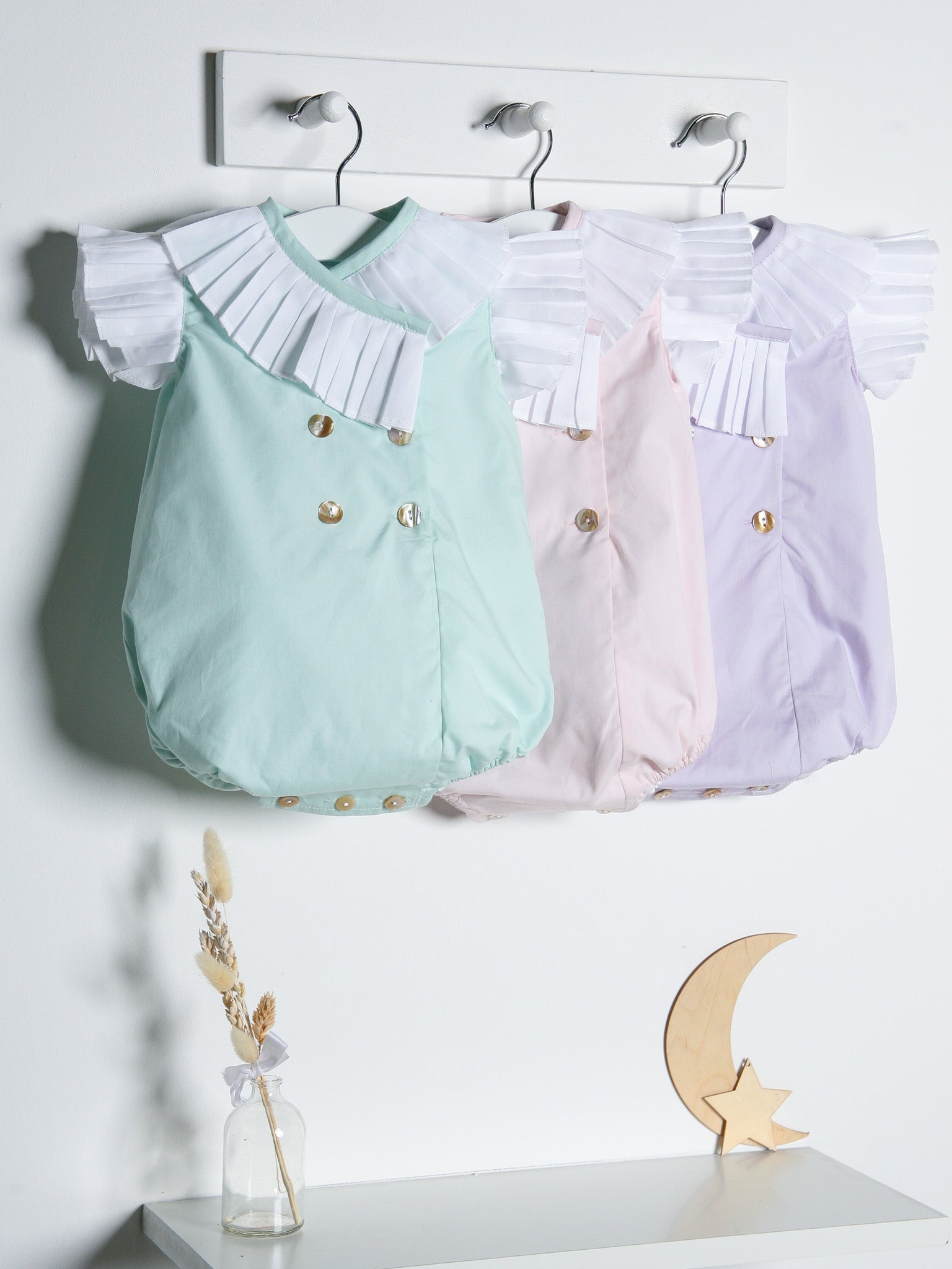 'Sophia' mint green pleated collar romper - Rose & Albert