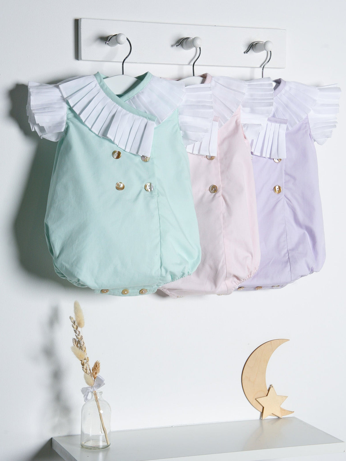 'Sophia' mint green pleated collar romper - Rose & Albert