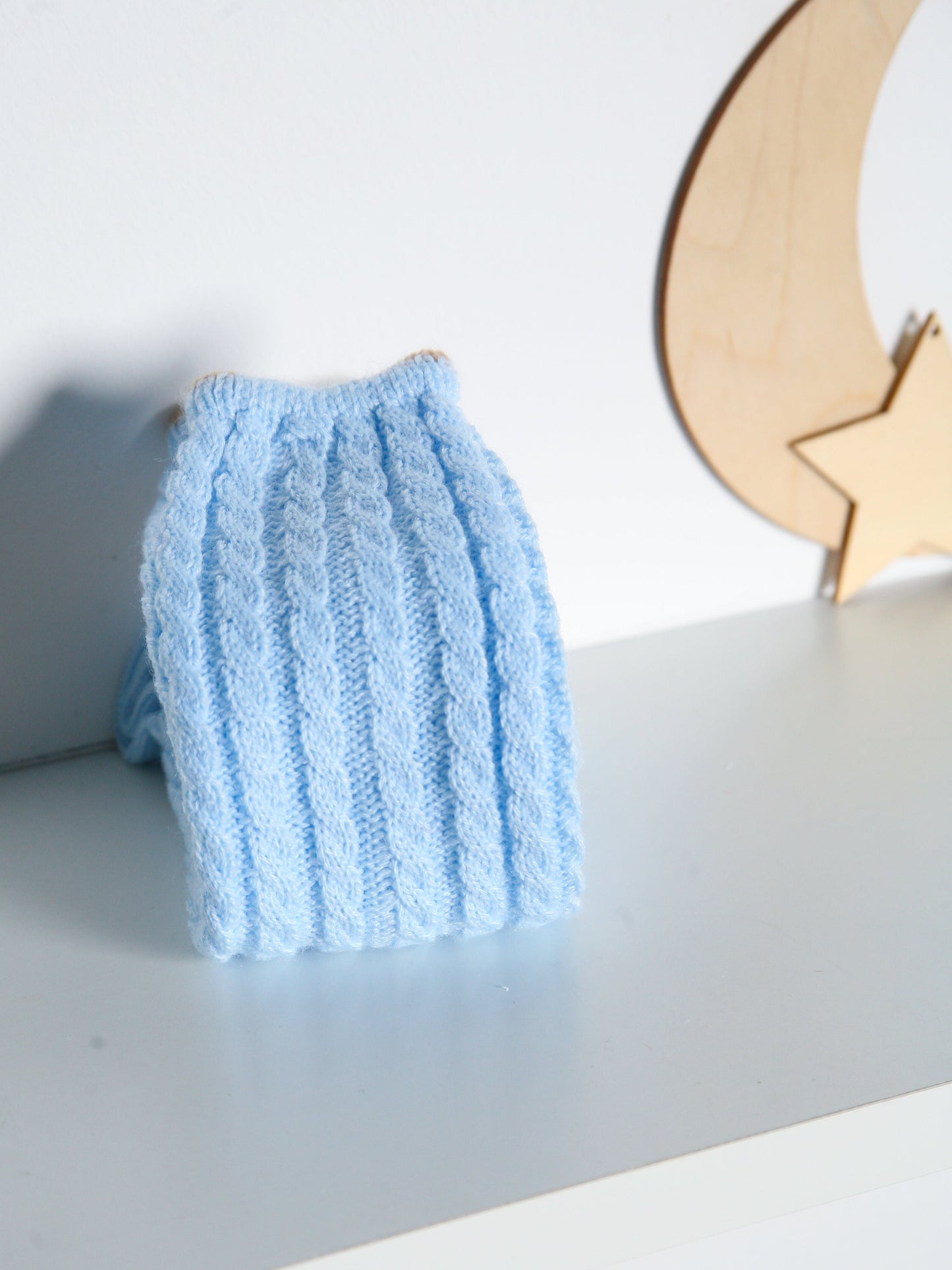 Rahigo Blue Knitted Knee Socks with Camel Trim - Rose & Albert