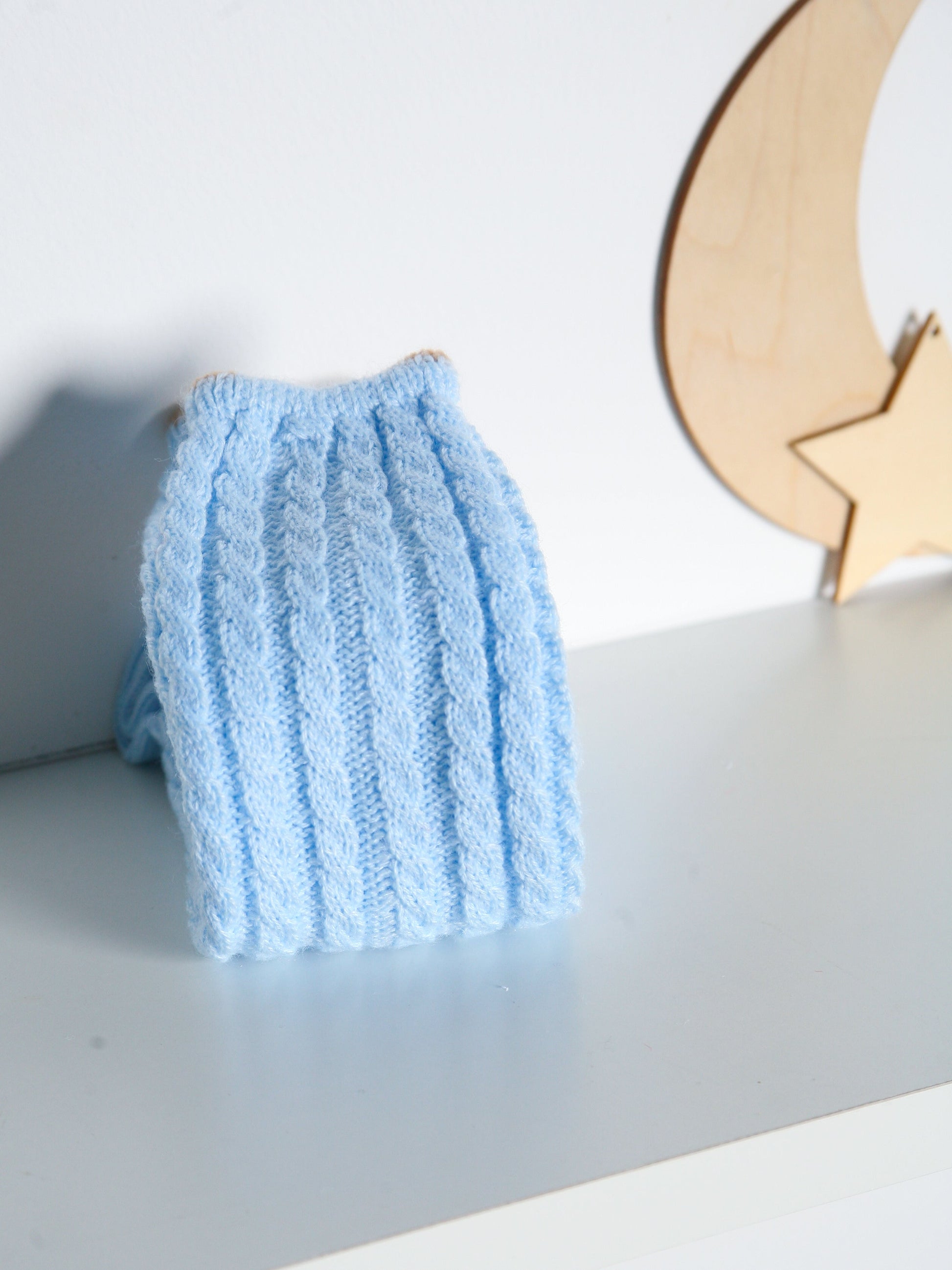 Rahigo Blue Knitted Knee Socks with Camel Trim - Rose & Albert