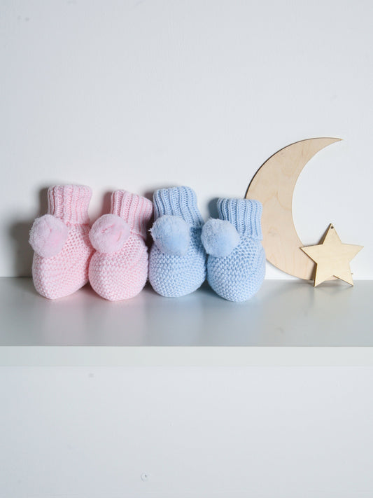Wedoble Pink Knitted Pom Booties - Rose & Albert