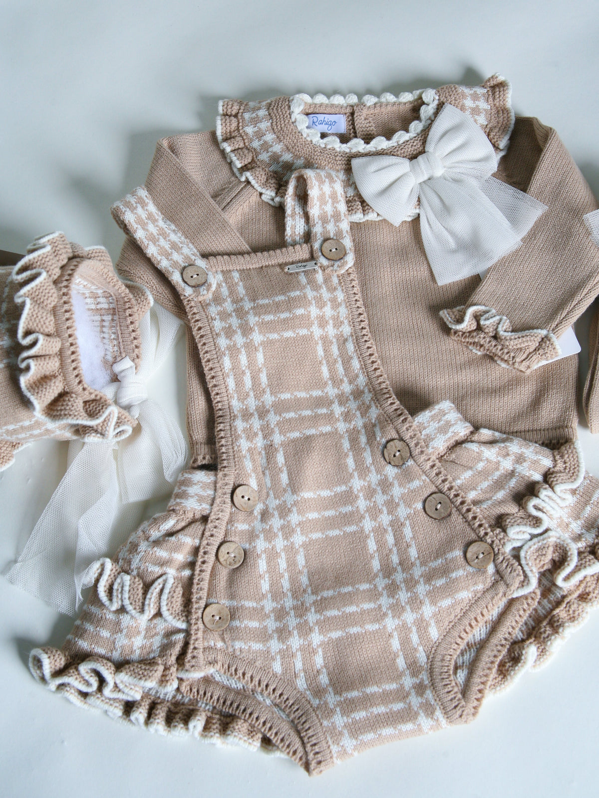 Rahigo Camel Bonnet with Tulle Bow - Rose & Albert