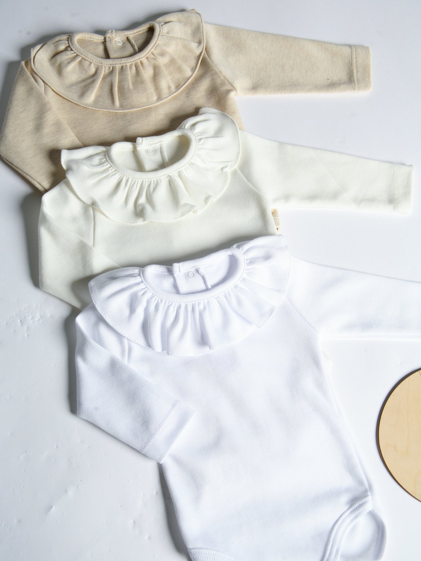 Calamaro Beige Frill Collar Vest - Rose & Albert