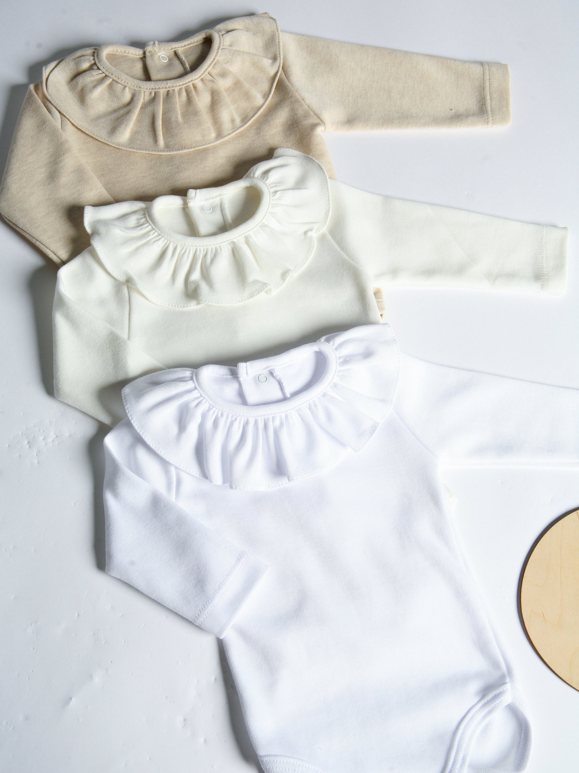 Calamaro Beige Frill Collar Vest - Rose & Albert