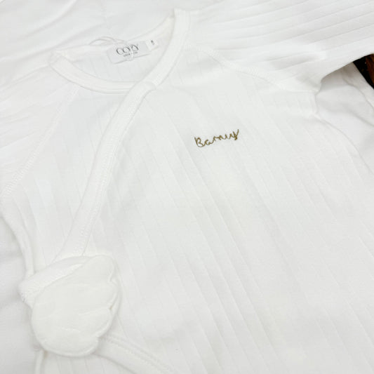 The Angel Boucle Wrap Baby Grow Romper in White