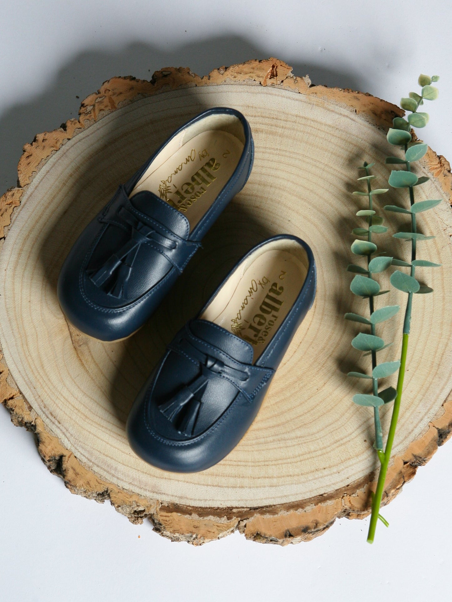 Ananas Petit Navy 'Teco' Leather Loafers - Rose & Albert