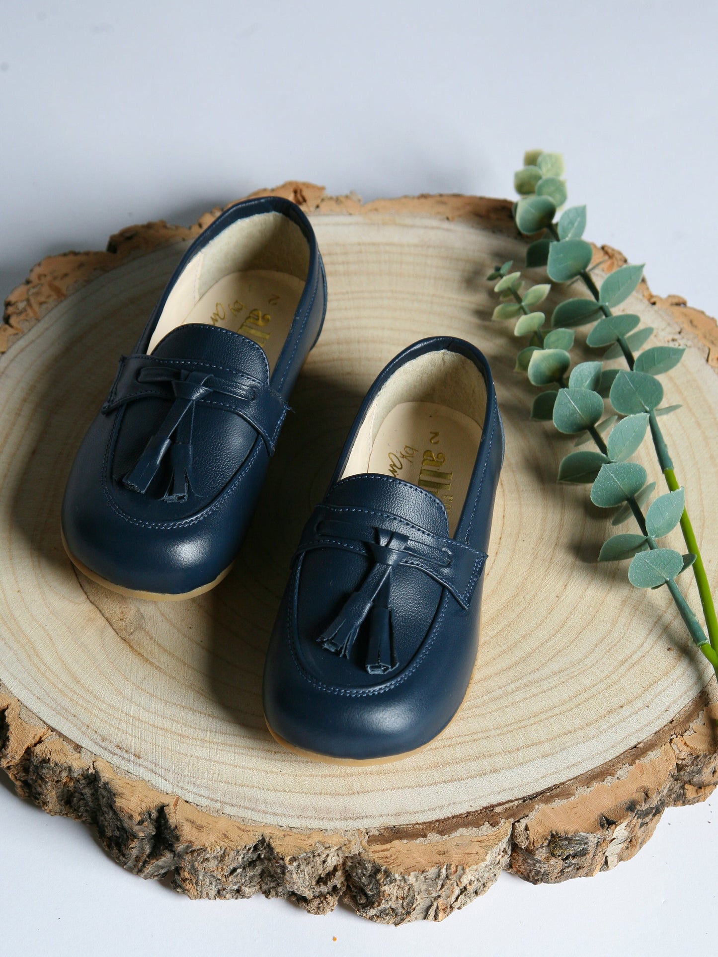 Ananas Petit Navy 'Teco' Leather Loafers - Rose & Albert