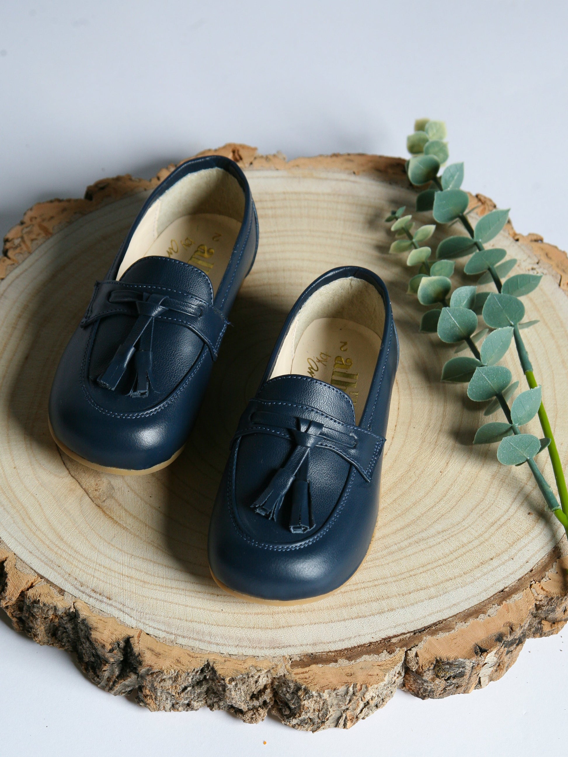 Ananas Petit Navy 'Teco' Leather Loafers - Rose & Albert