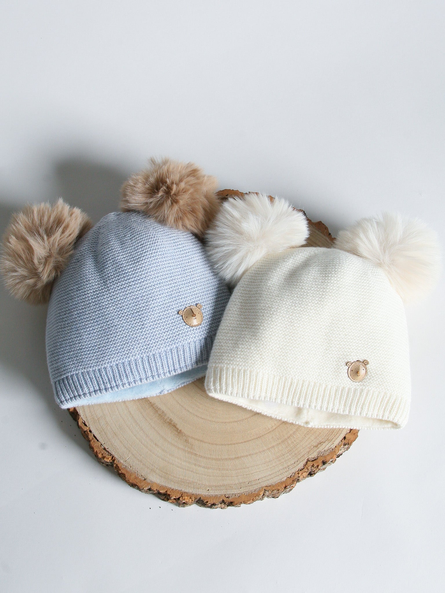 Jamiks Light beige Cashmere Blend Faux Fur Pom Hat - Rose & Albert