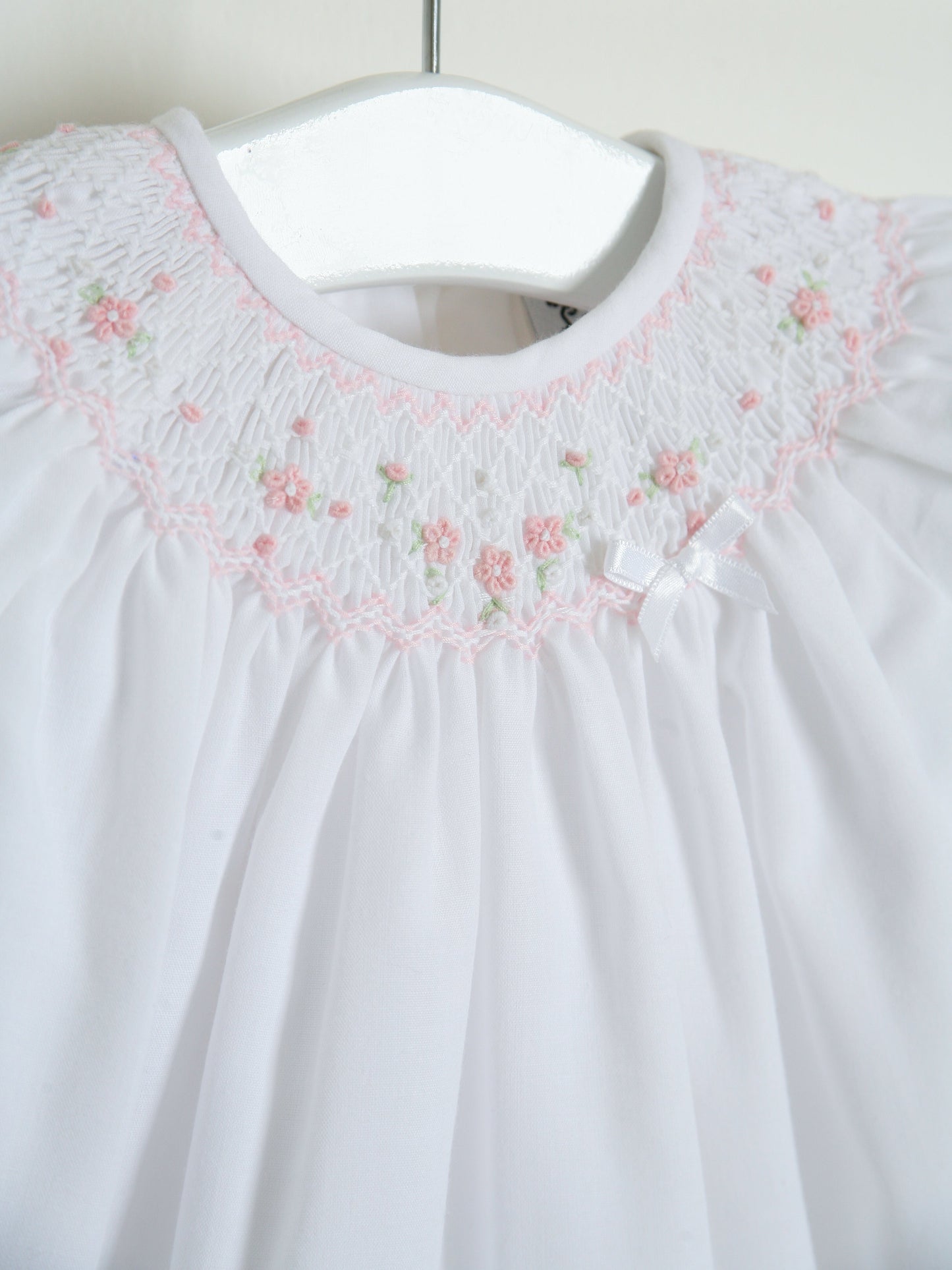 Sarah Louise White Smocked Bubble Romper - Rose & Albert