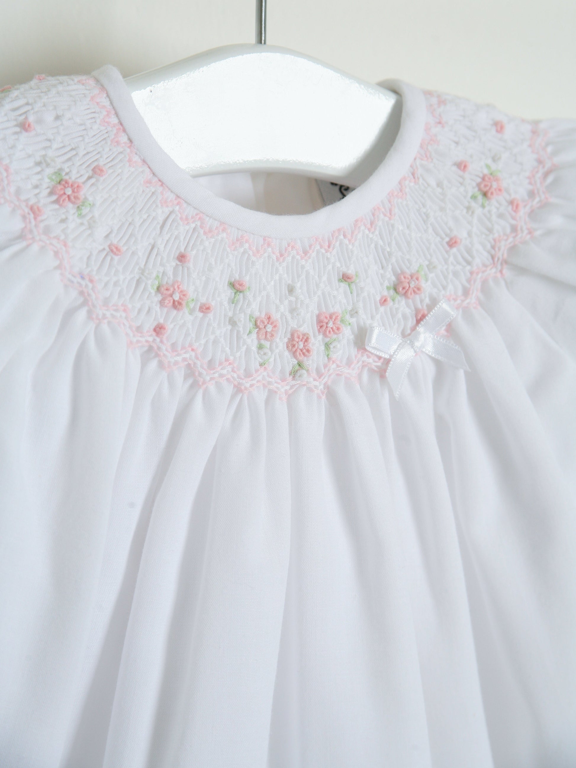 Sarah Louise White Smocked Bubble Romper - Rose & Albert