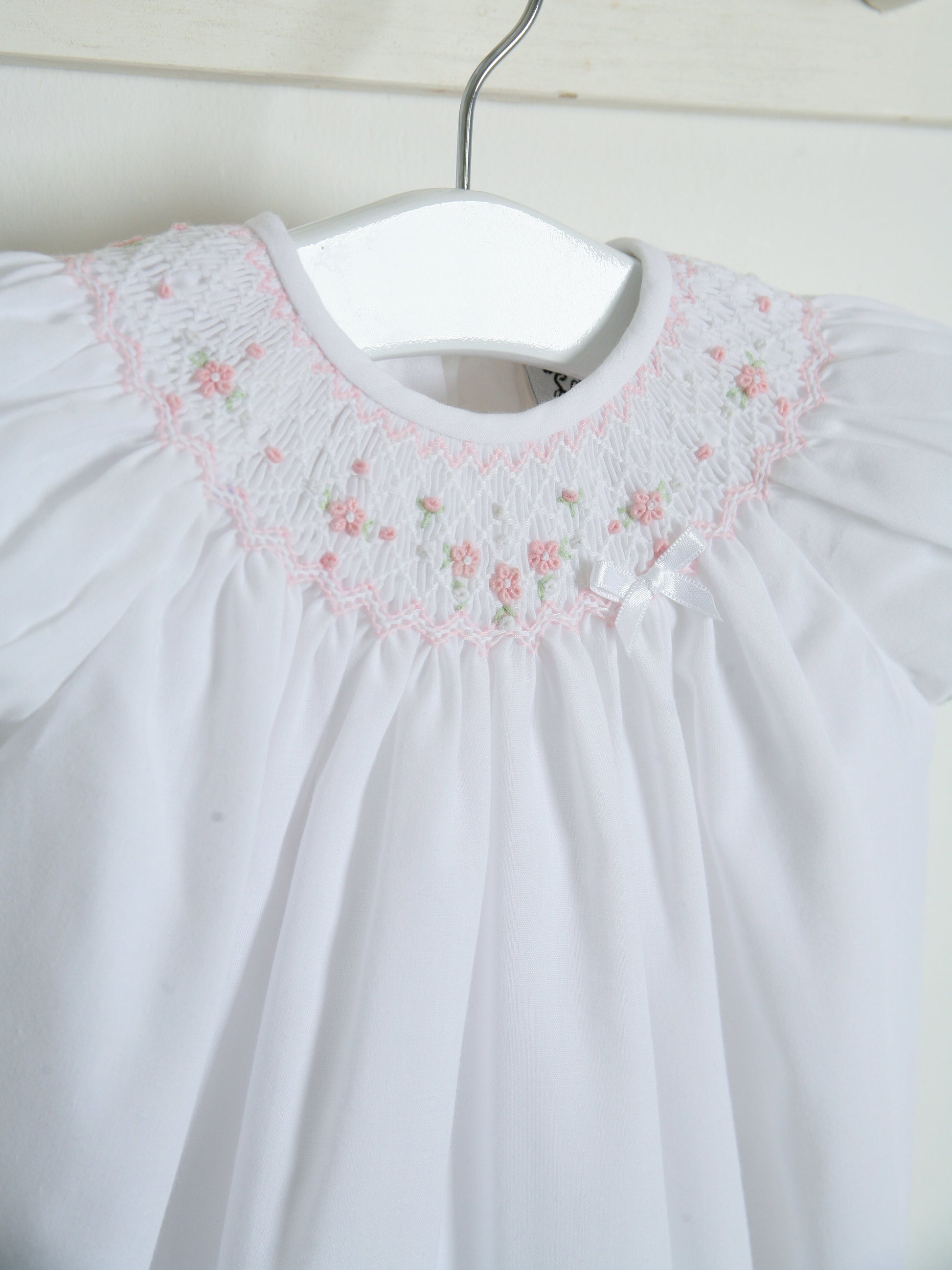 Sarah Louise White Smocked Bubble Romper - Rose & Albert