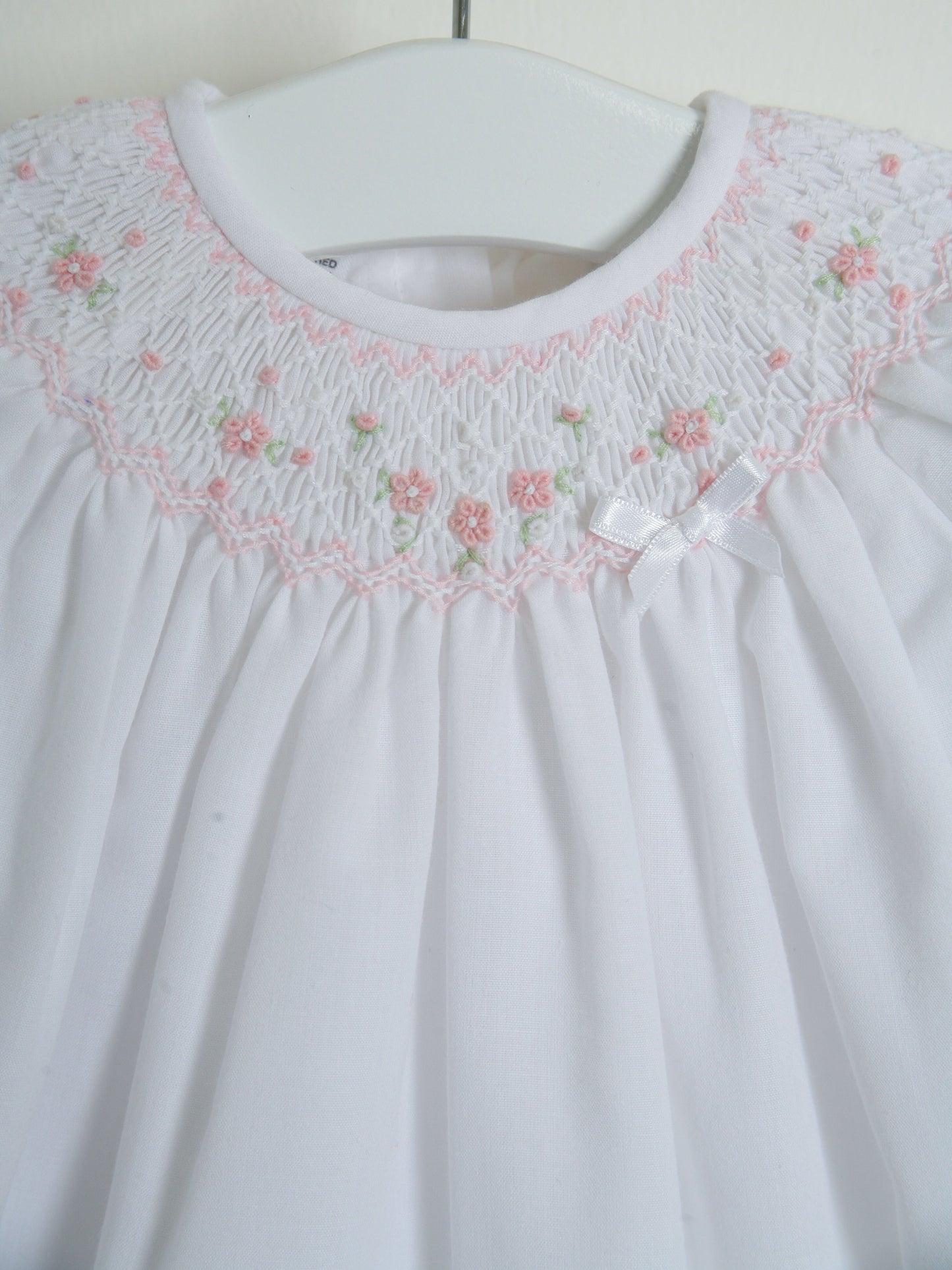 Sarah Louise White Smocked Bubble Romper - Rose & Albert