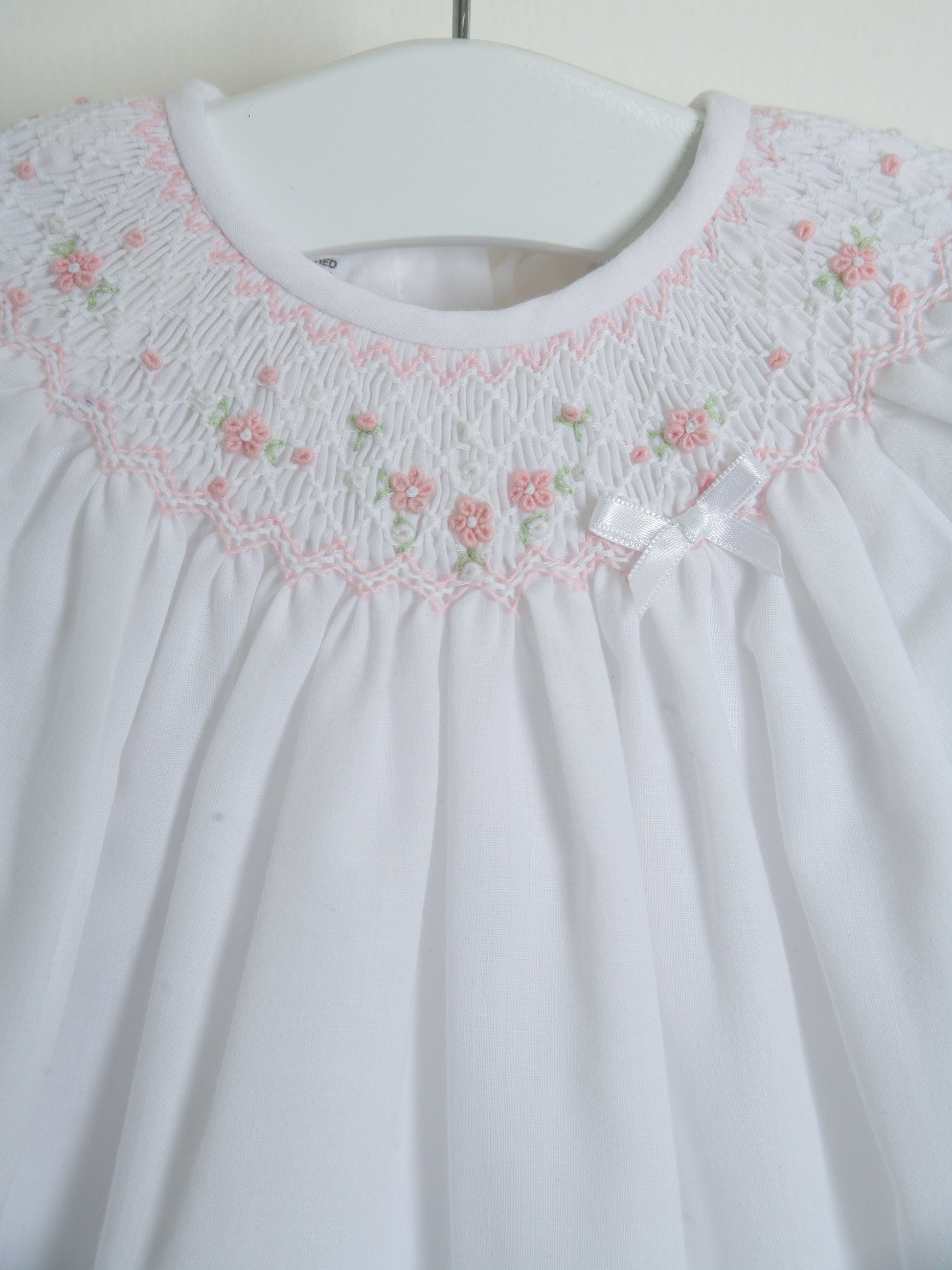 Sarah Louise White Smocked Bubble Romper - Rose & Albert
