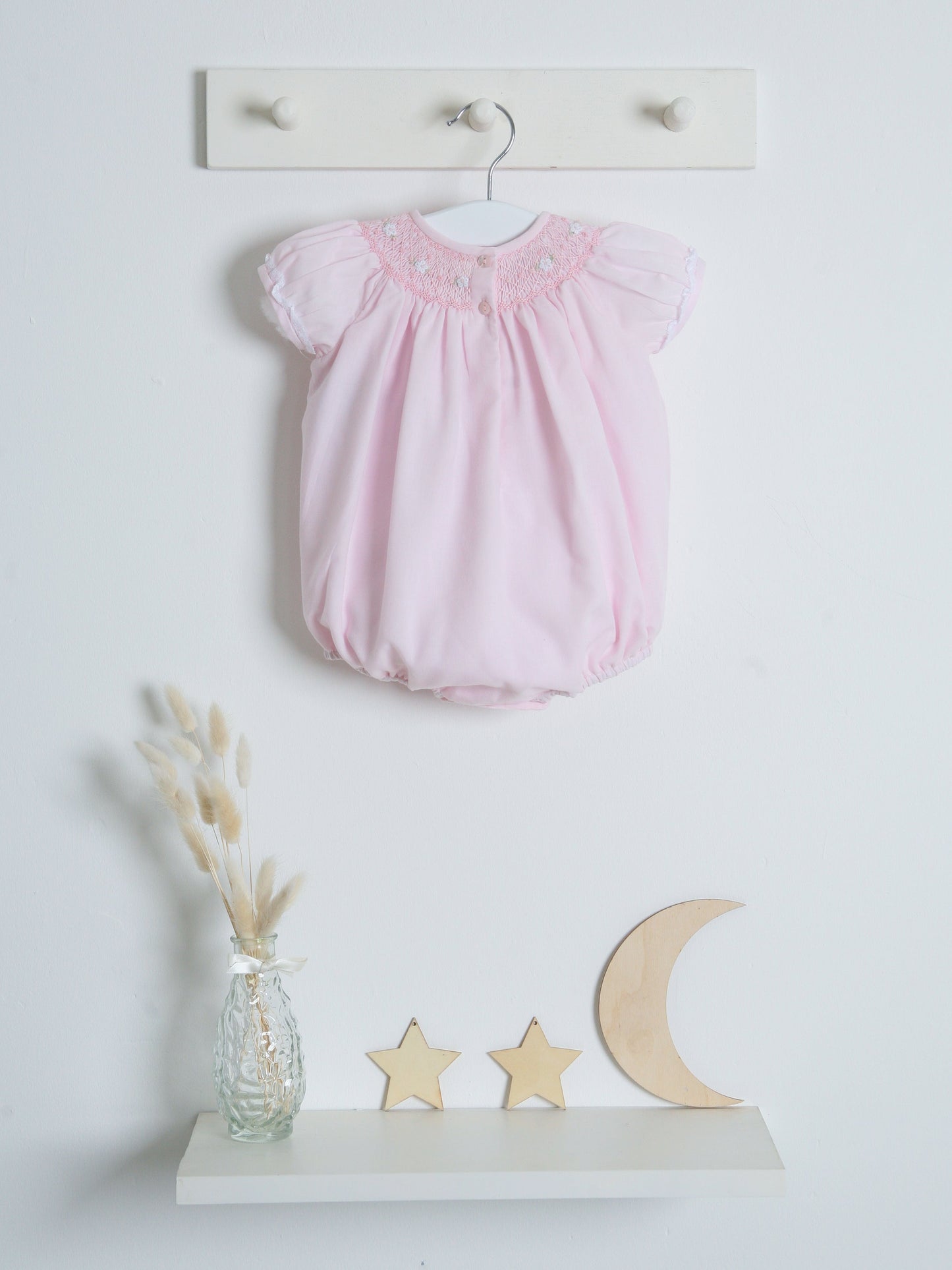 Sarah Louise Pink Smocked Bubble Romper - Rose & Albert