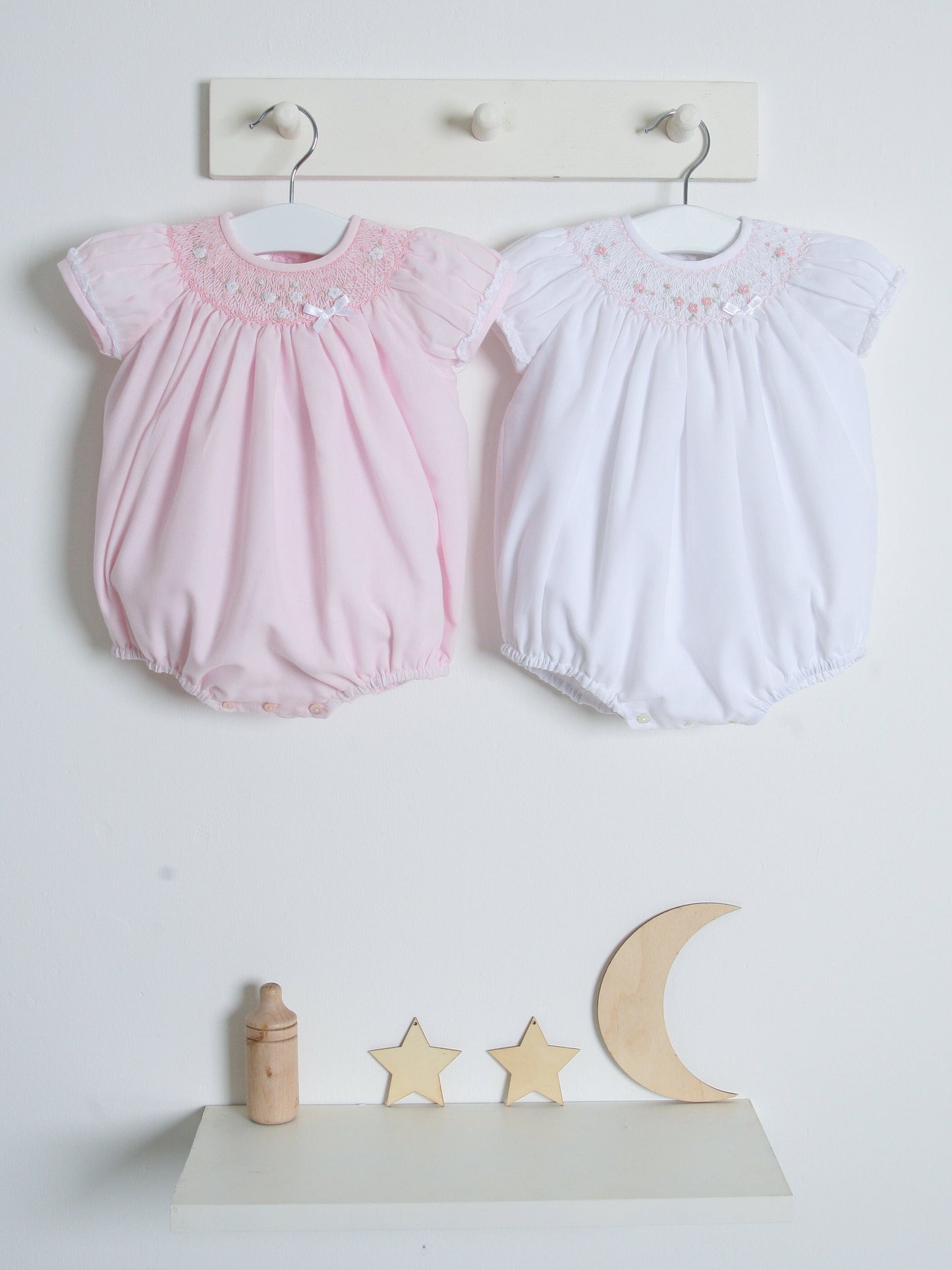 Sarah Louise Pink Smocked Bubble Romper - Rose & Albert