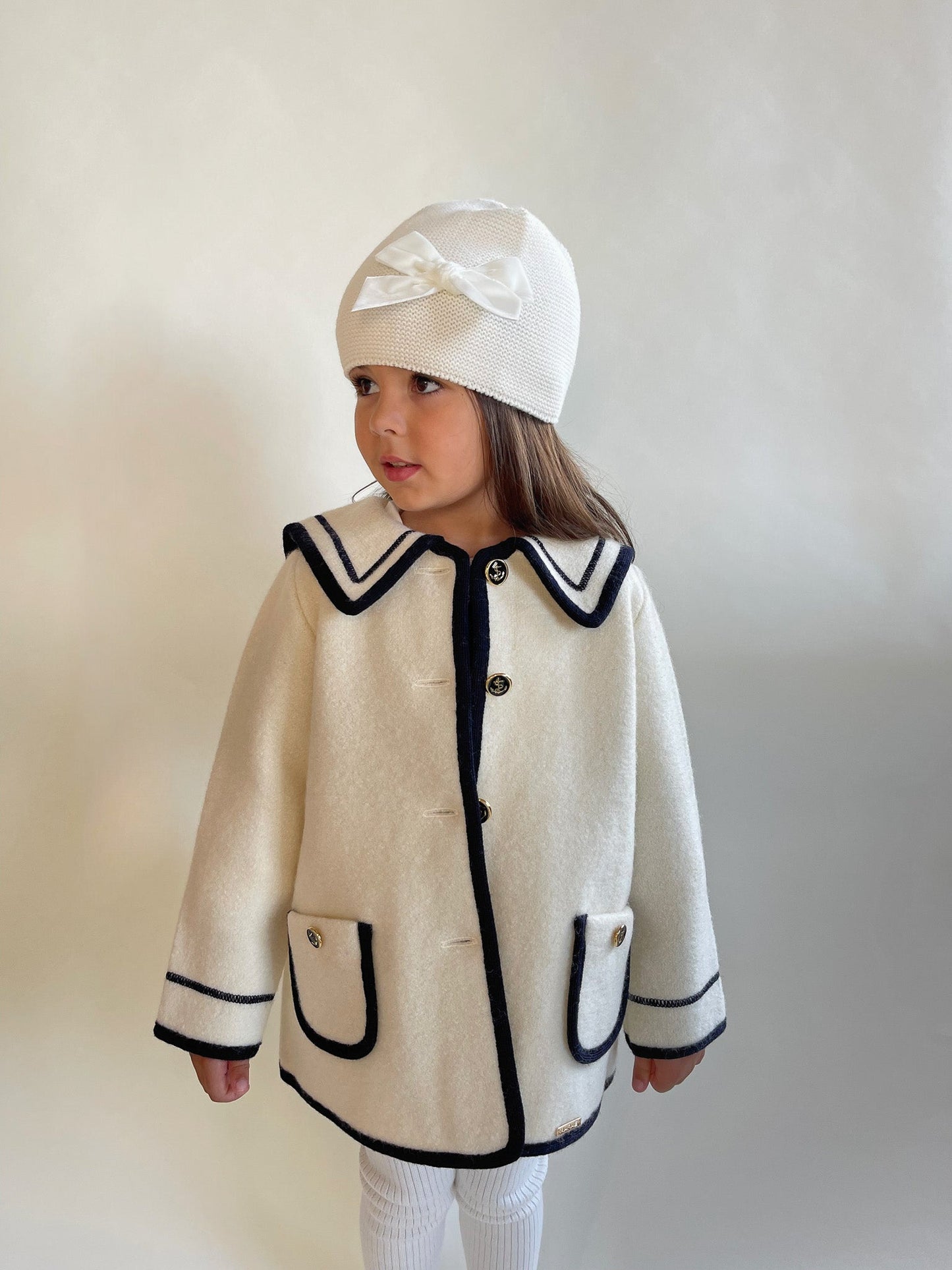Marae Ivory Merino Wool Sailor Coat - Rose & Albert