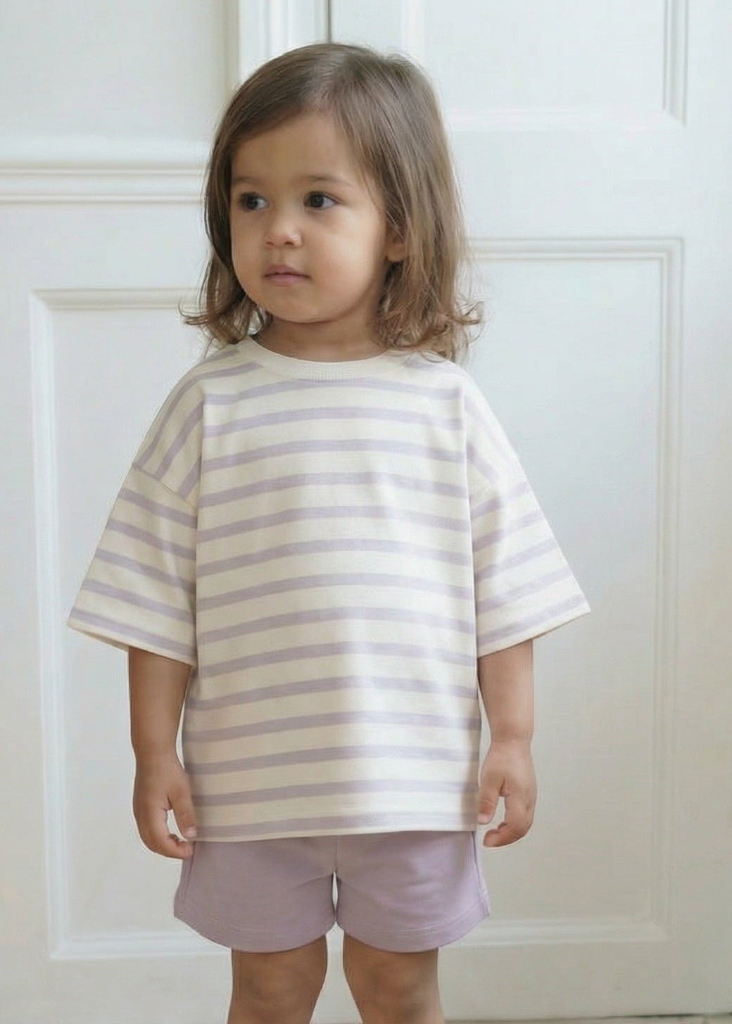 Cotton Oversized Summer Set - Lilac Stripe