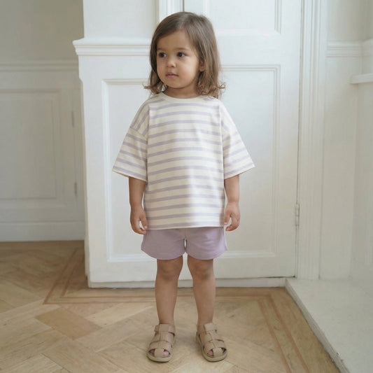 Cotton Oversized Summer Set - Lilac Stripe