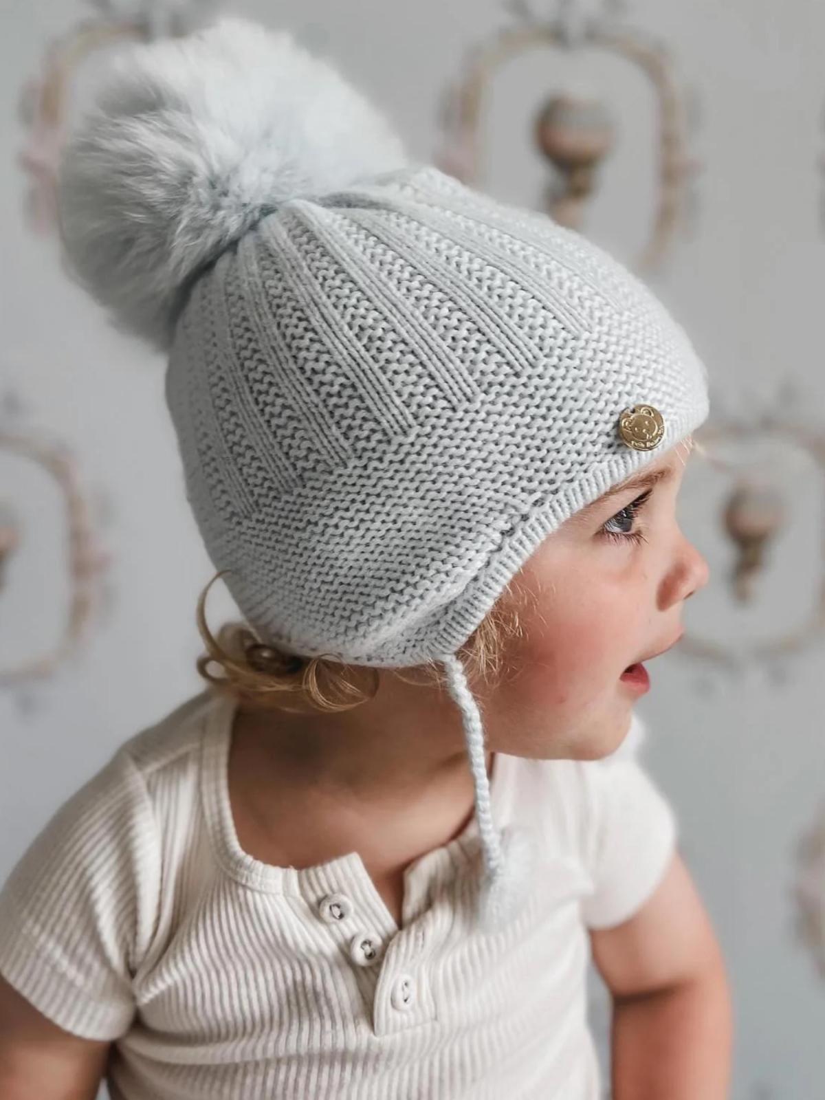 Petite Maison Kids Blue 'London' Fur Pom Aviator Hat - Rose & Albert