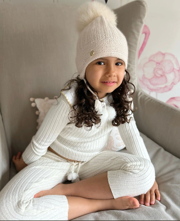 Petite Maison Kids Cream 'London' Fur Pom Aviator Hat - Rose & Albert