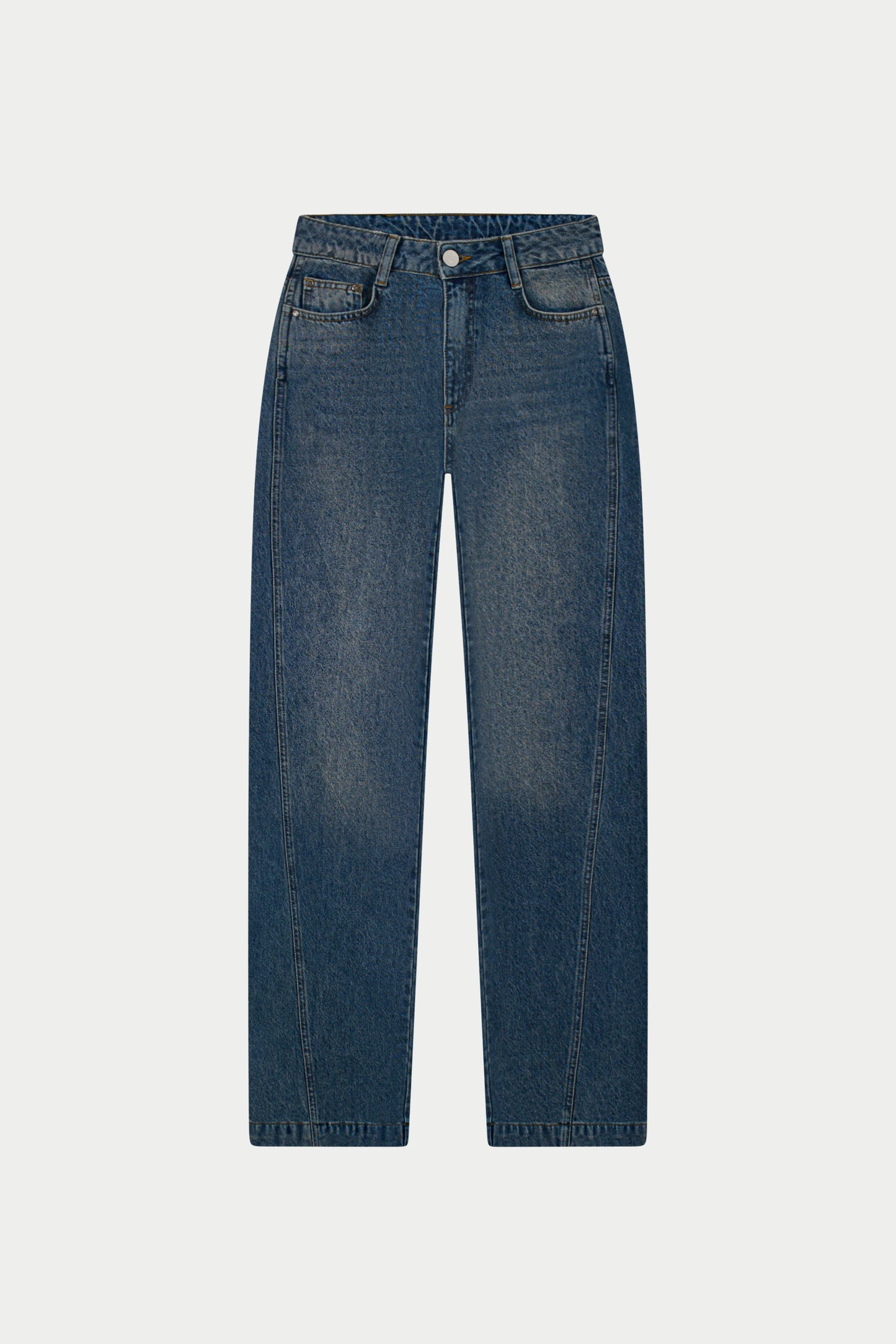 RELAXED STRAIGHT LEG JEANS - MID BLUE WASH