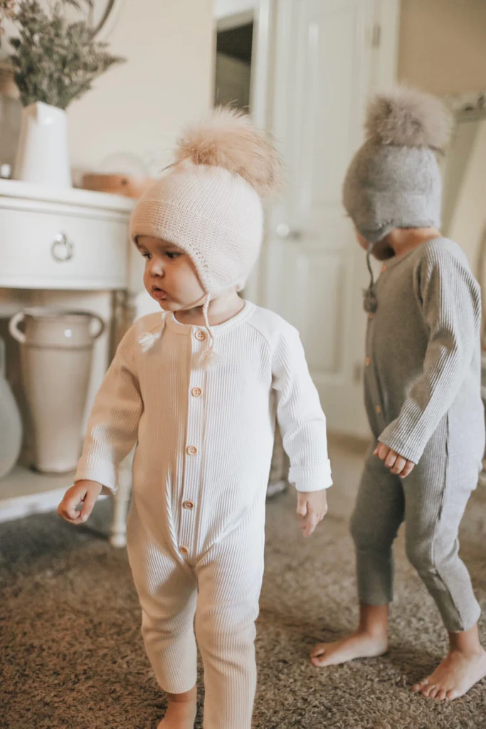 Petite Maison Kids Oatmeal Cashmere Aviator Hat - Rose & Albert
