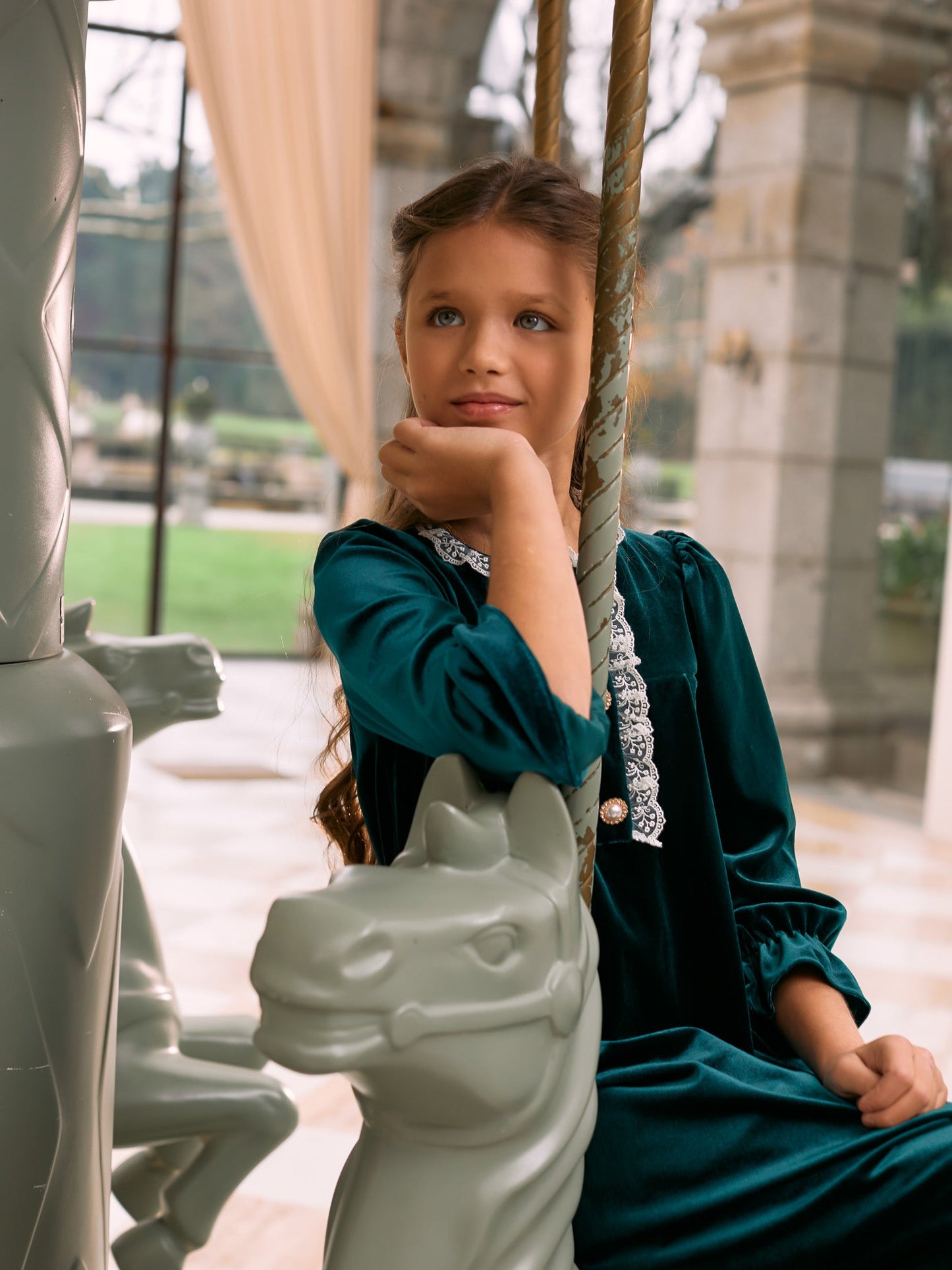 Patachou Velvet Dress in Green