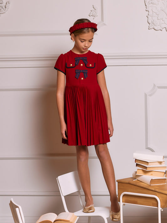 Patachou Pleated Dress in Red